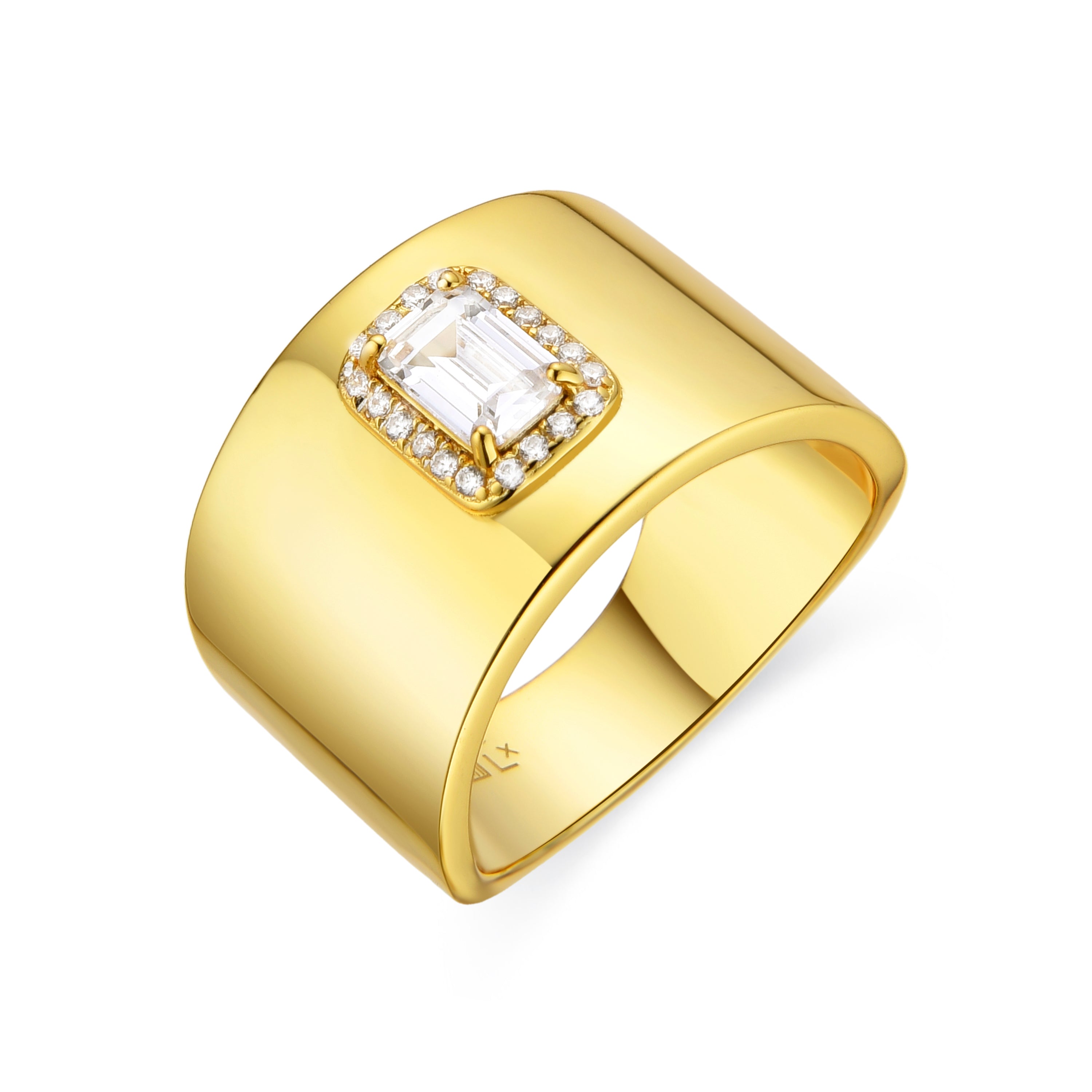 Anillo de Plata de Ley 925 y Circonita Brillante acabado en oro amarillo de 18k - Nadya