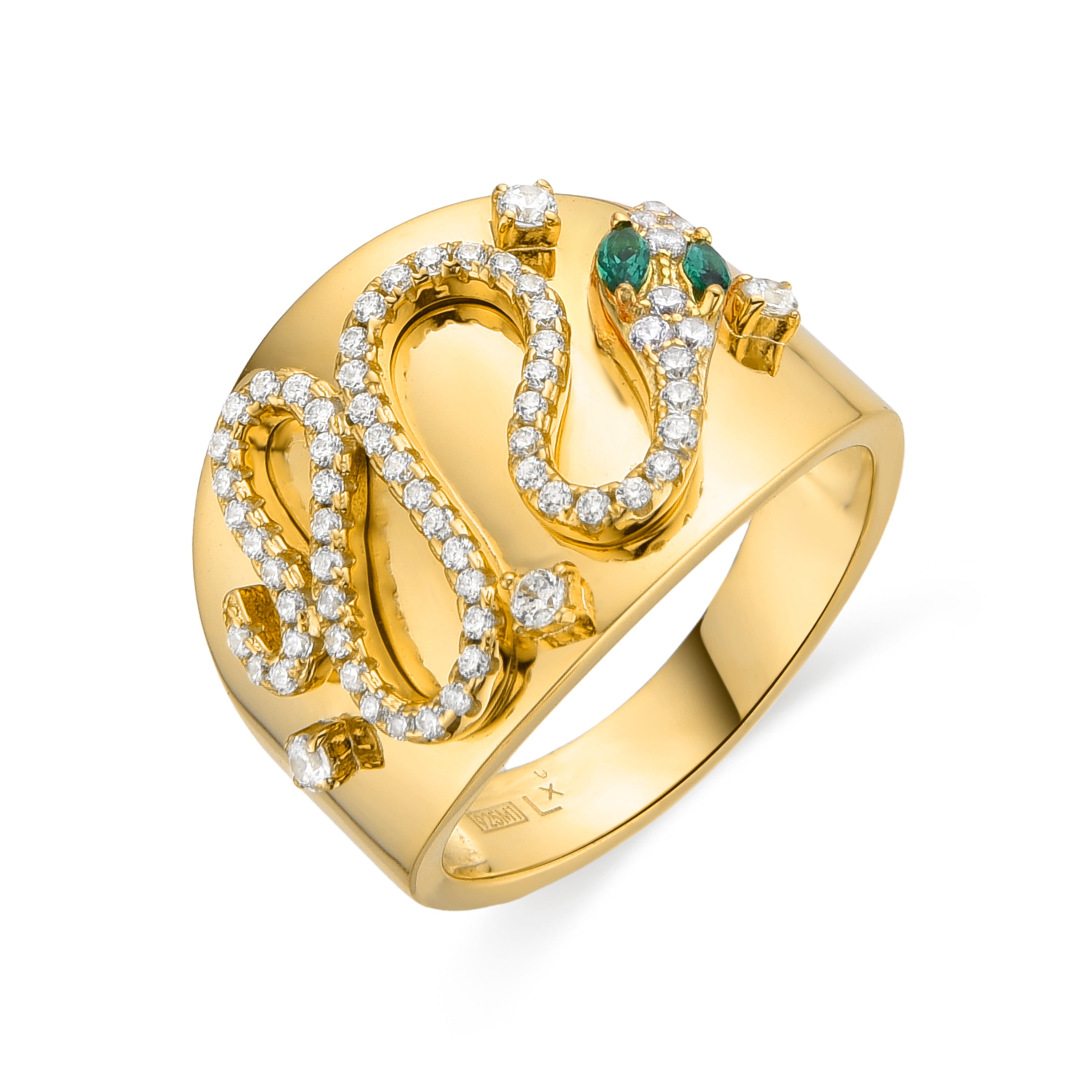 Anillo de Plata de Ley 925 y Circonita Brillante acabado en oro amarillo de 18k - Keeli