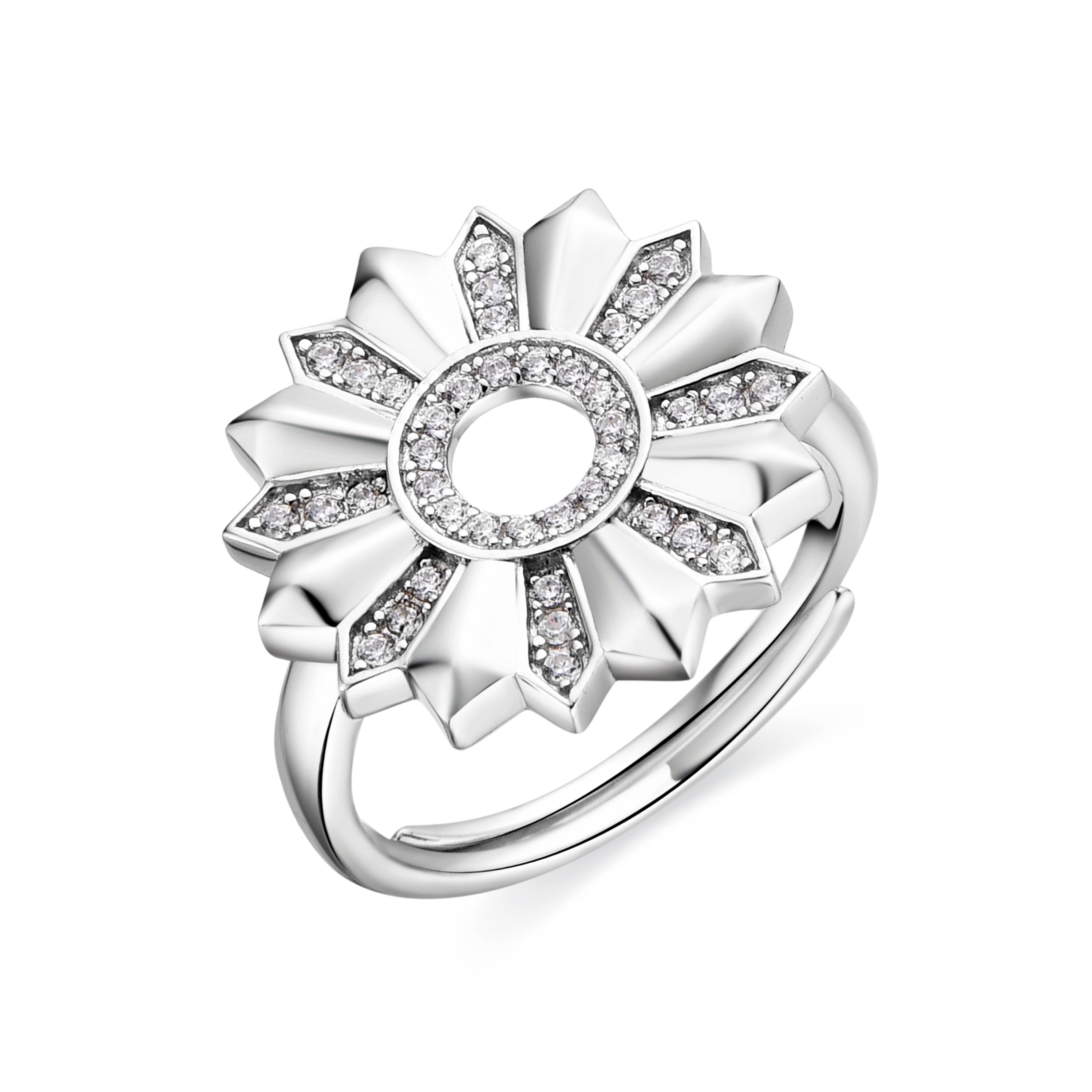 Anillo de Plata de Ley 925 y Circonita Brillante acabado en rodio - Saneda