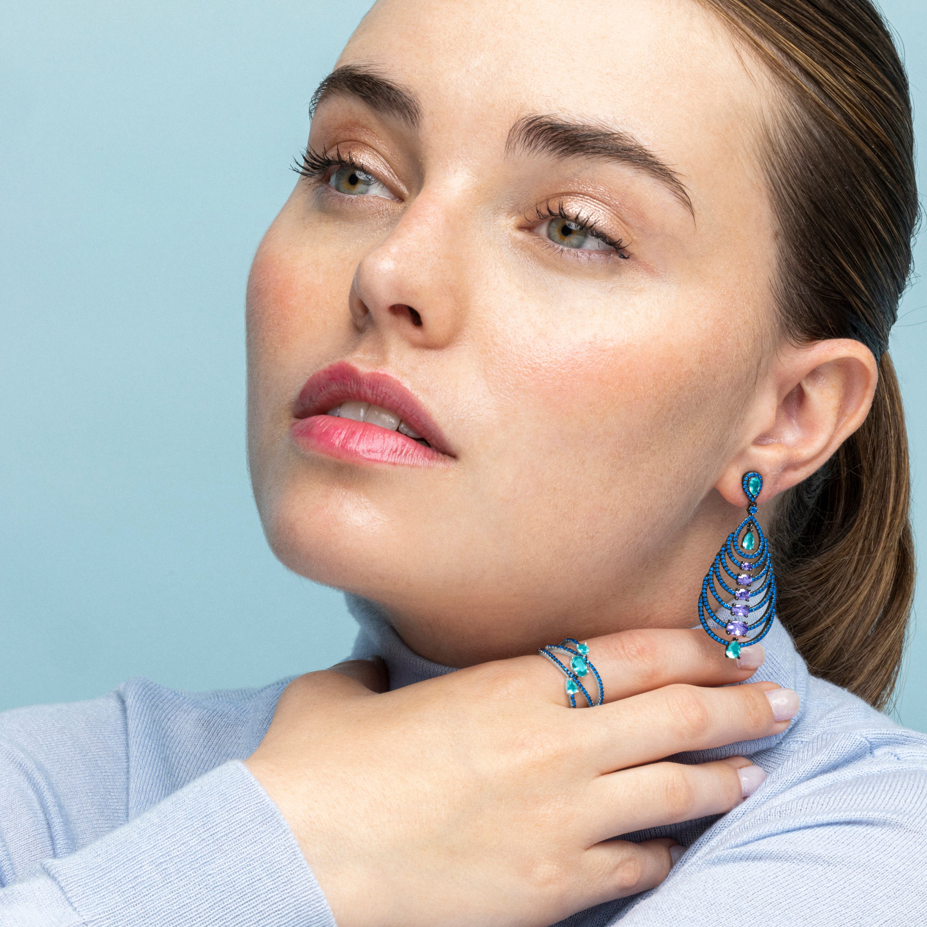 Anillo de Plata de Ley 925 y Circonita Multicolor acabado en rodio - Esman