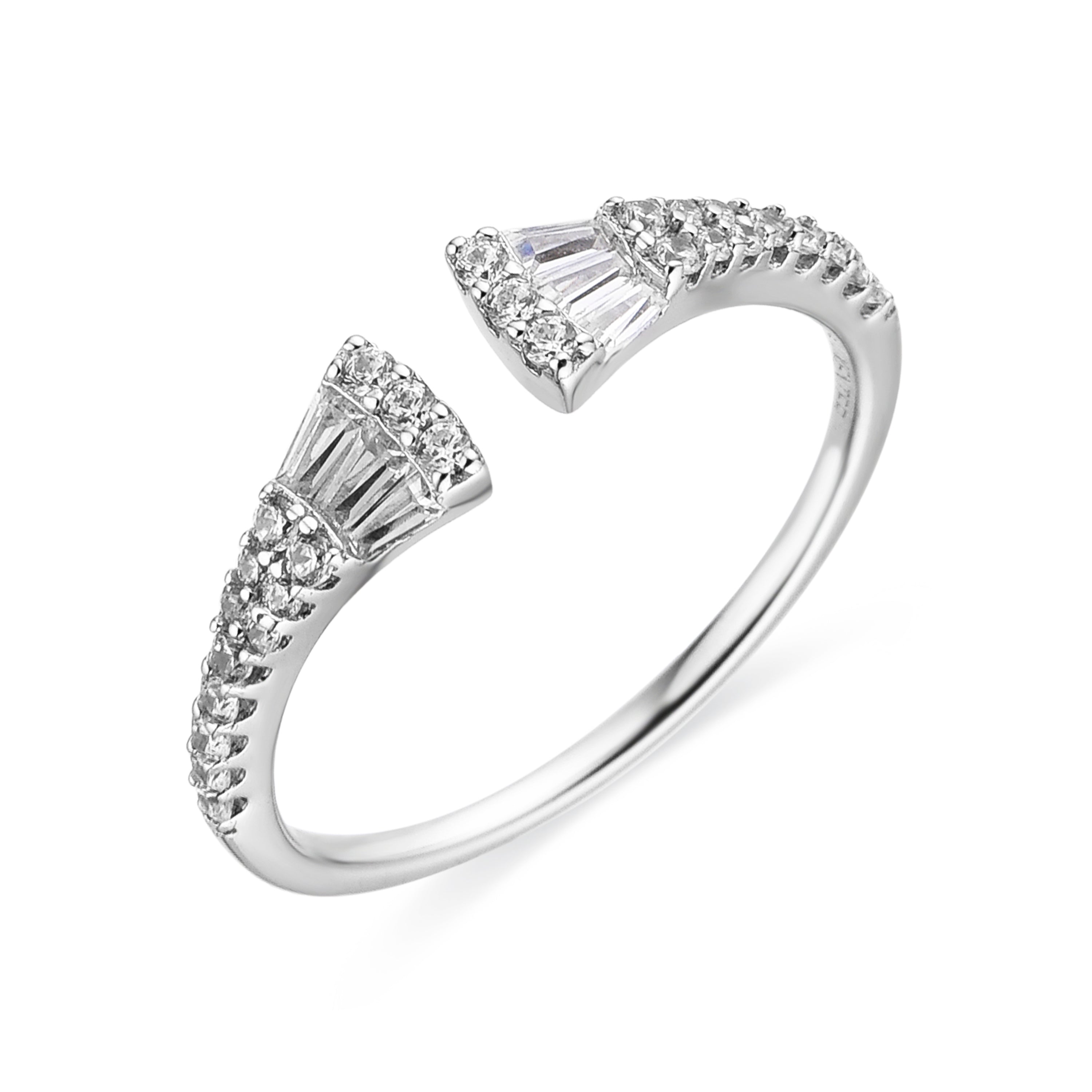 Anillo de Plata de Ley 925 y Circonita Brillante acabado en rodio - Khaoya