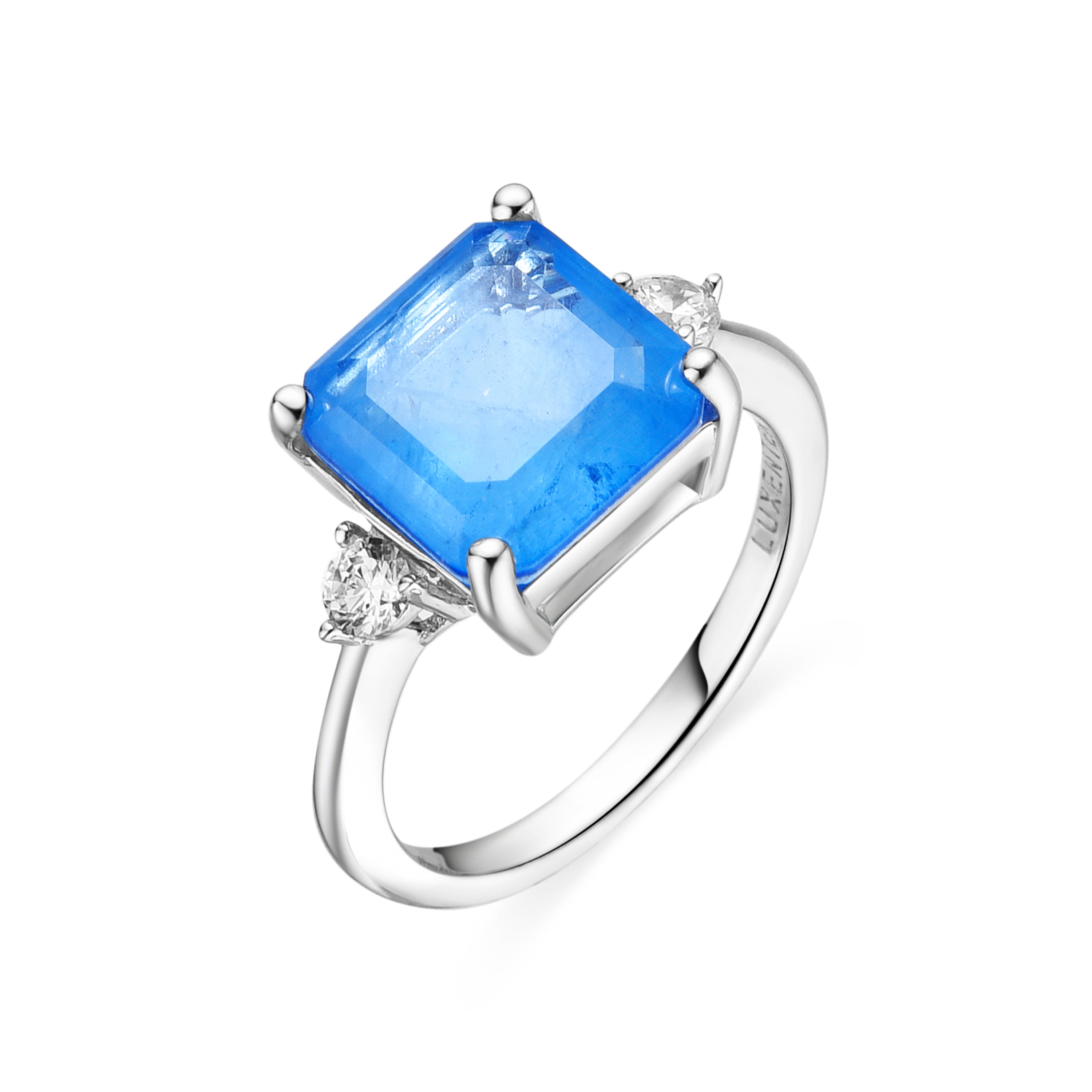 Anillo de Plata de Ley 925 y Cuarzo Hidrotermal Lapislazuli acabado en rodio - Ryox