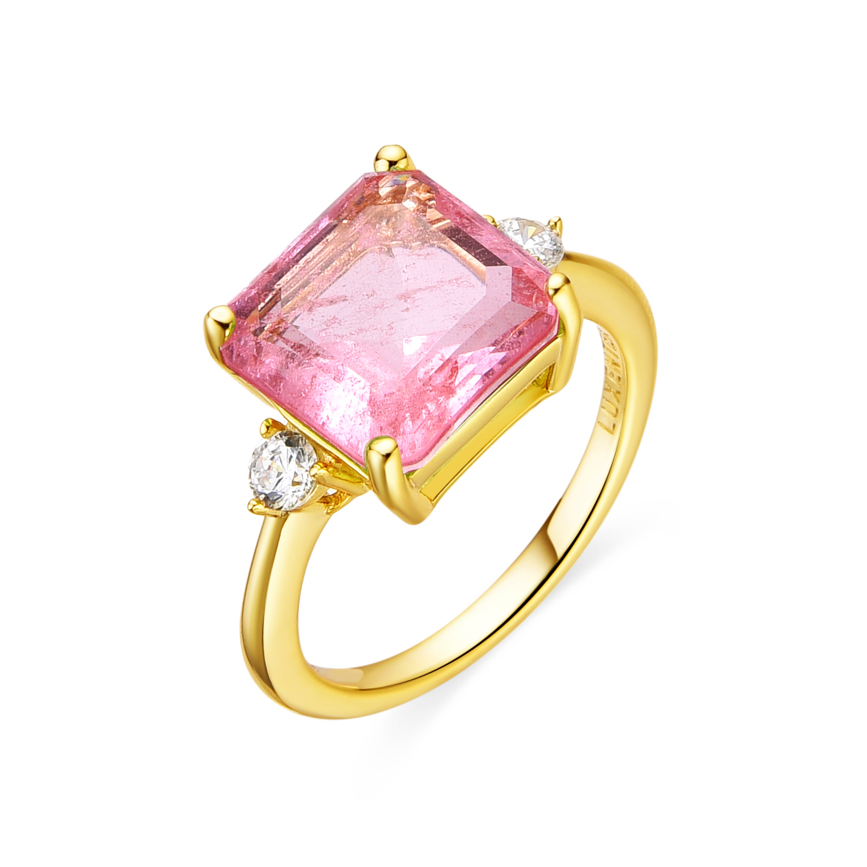 Anillo de Plata de Ley 925 y Circonita Rosa acabado oro 18k - Ryox