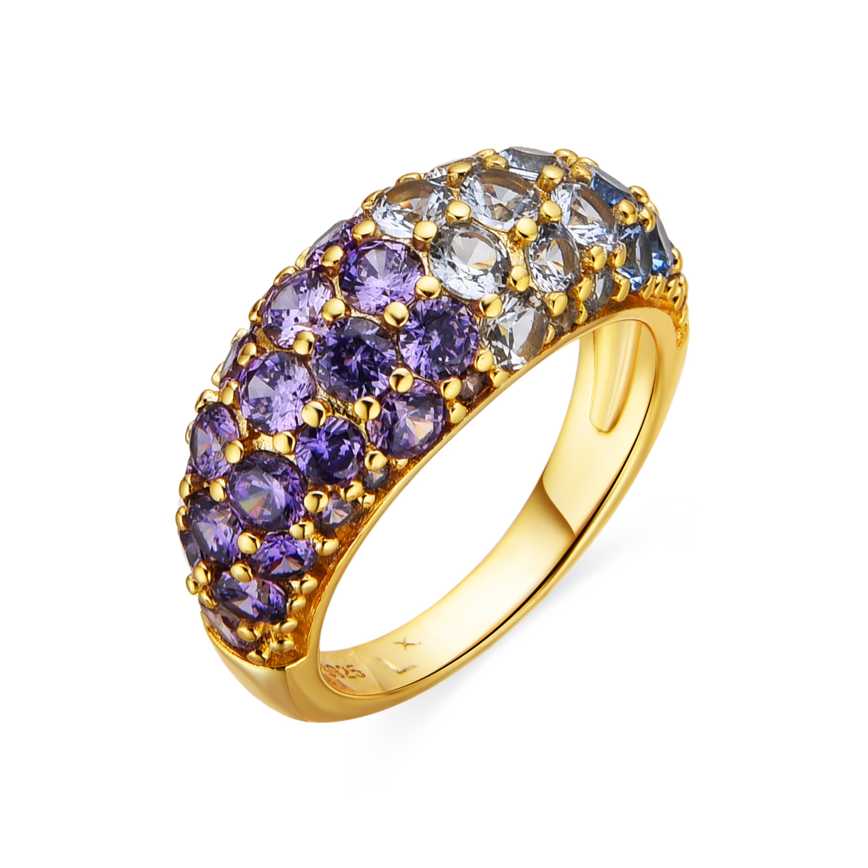 Anillo de Plata de Ley 925 y Circonita Multicolor acabado oro 18k - Abxi