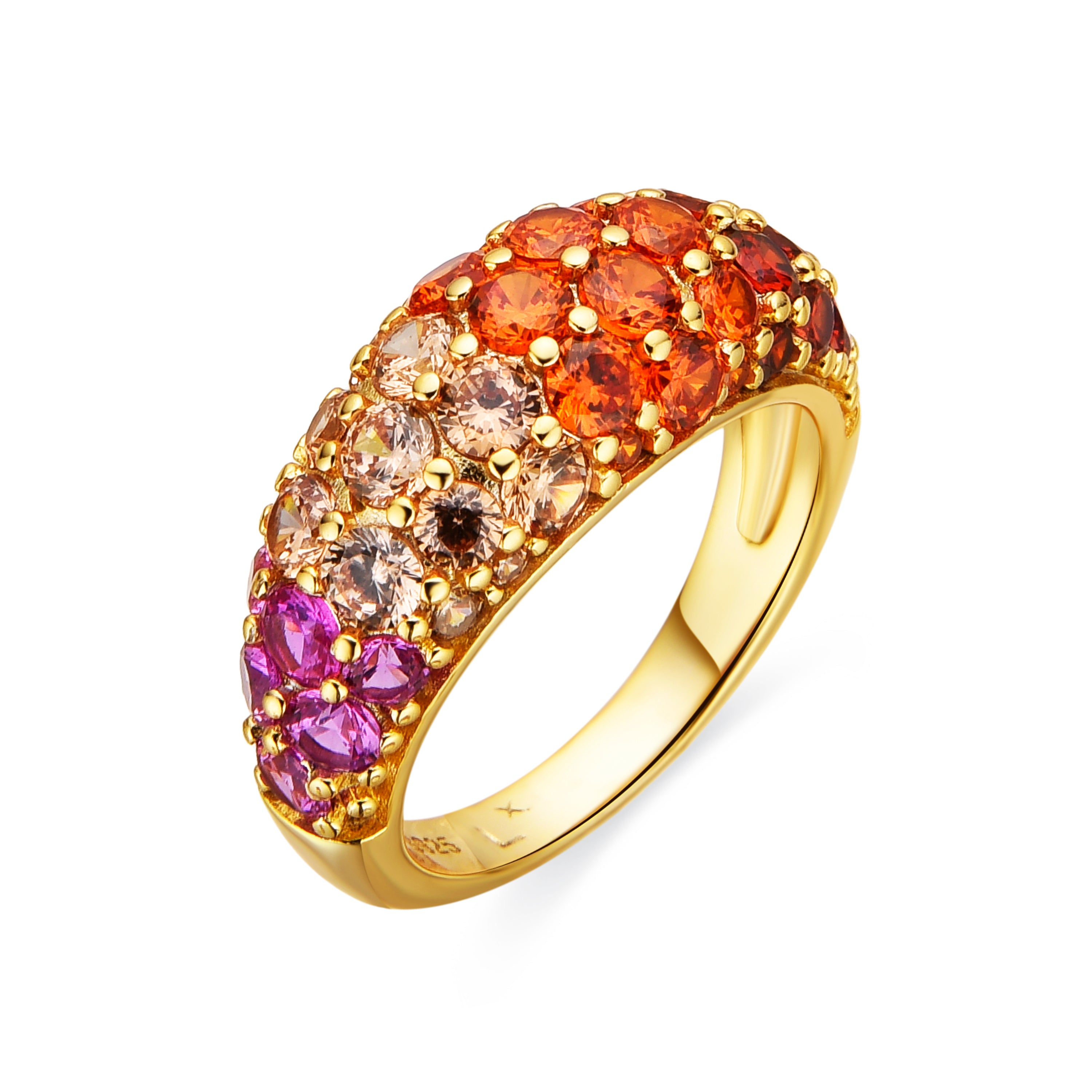 Anillo de Plata de Ley 925 y Circonita Multicolor acabado oro 18k - Abxi