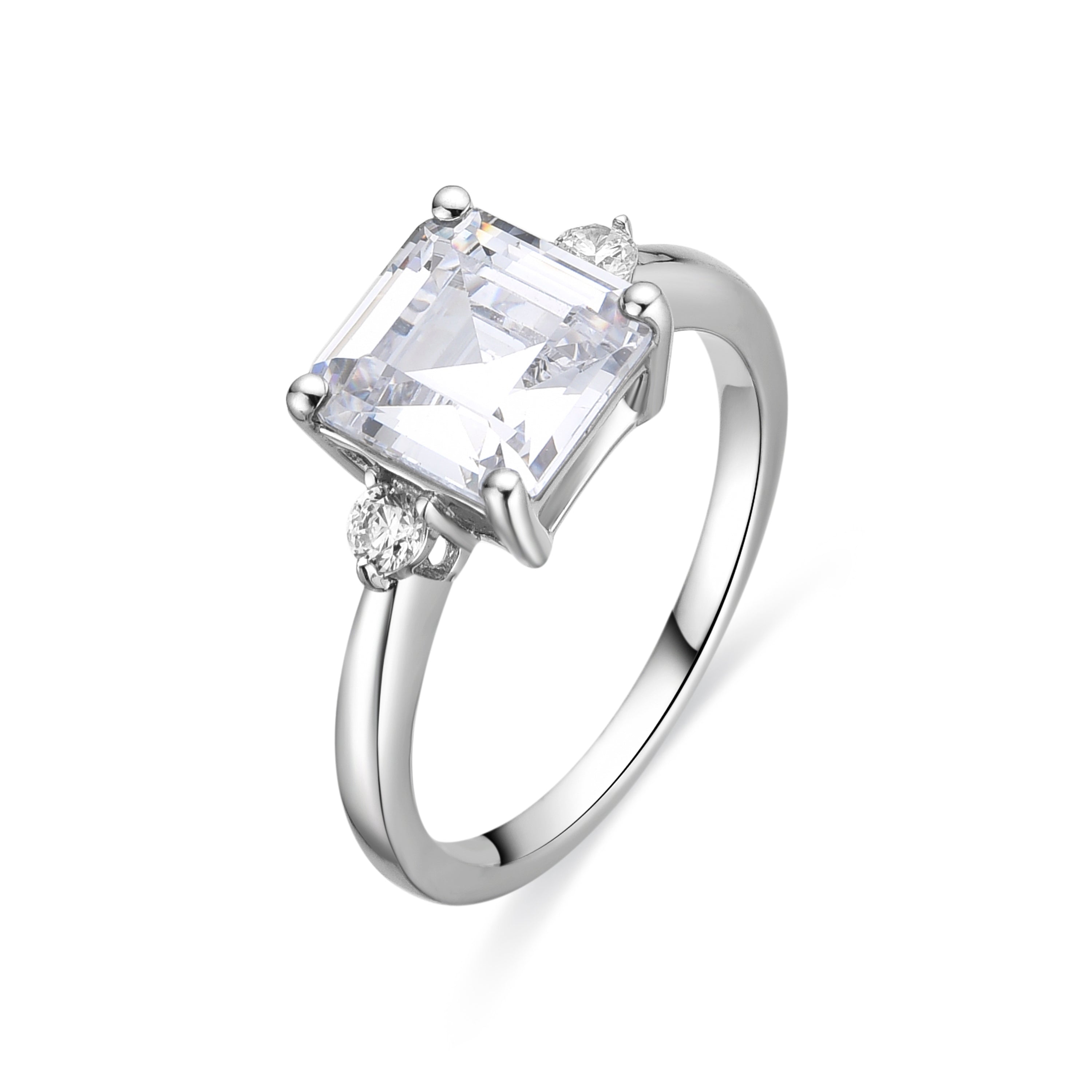 Anillo de Plata de Ley 925 y Circonita Brillante acabado rodio - Himith