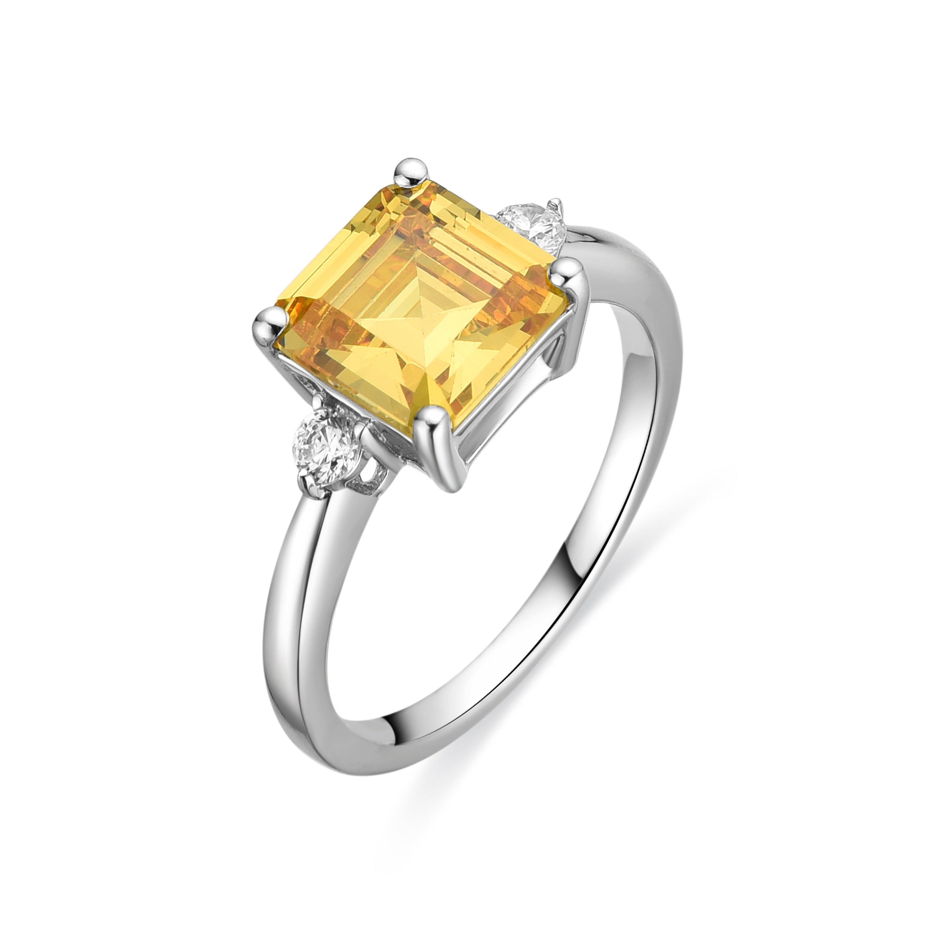 Anillo de Plata de Ley 925 y Padparadscha acabado rodio - Himith