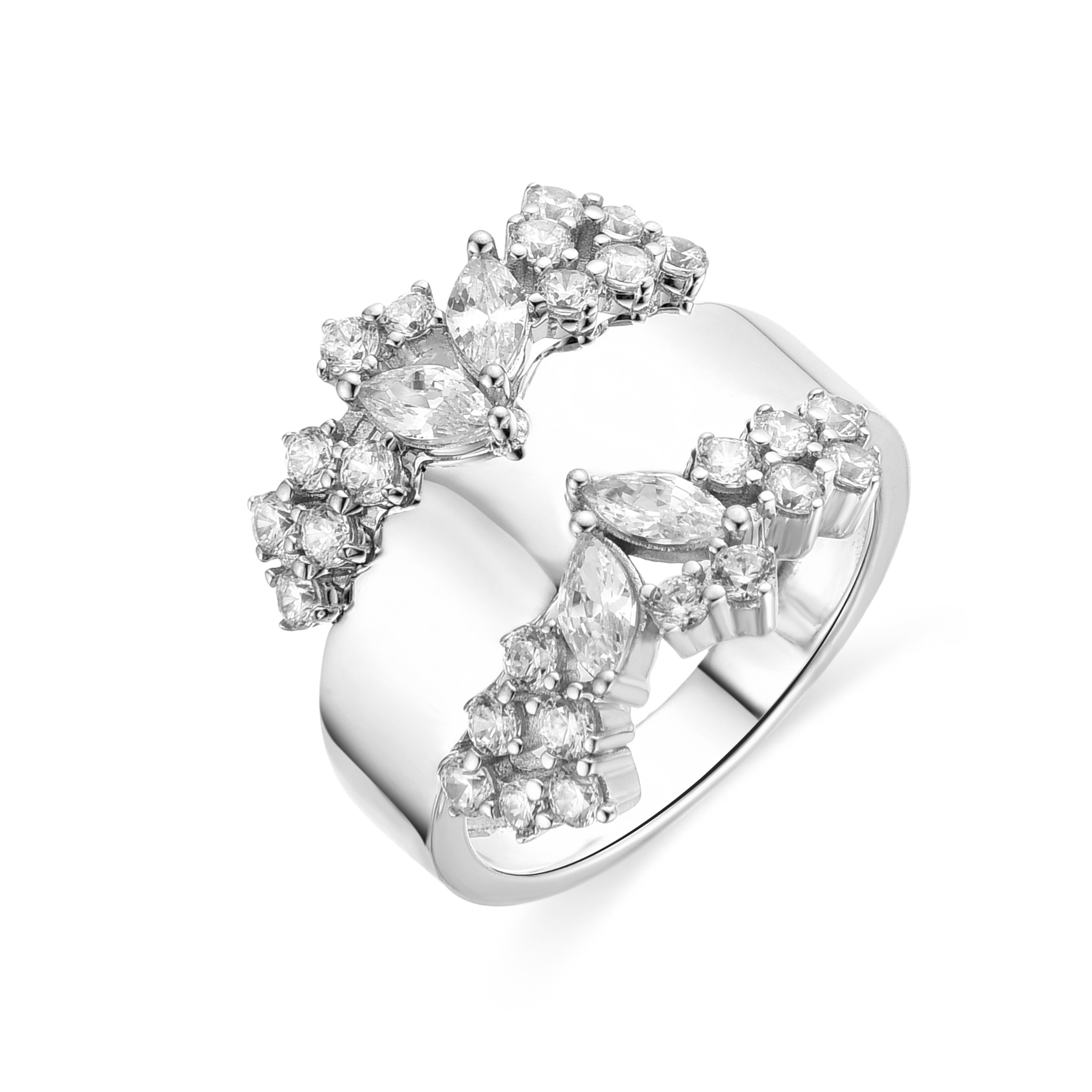 925er Sterlingsilberring mit funkelndem Zirkonia, rhodiniert - Larent