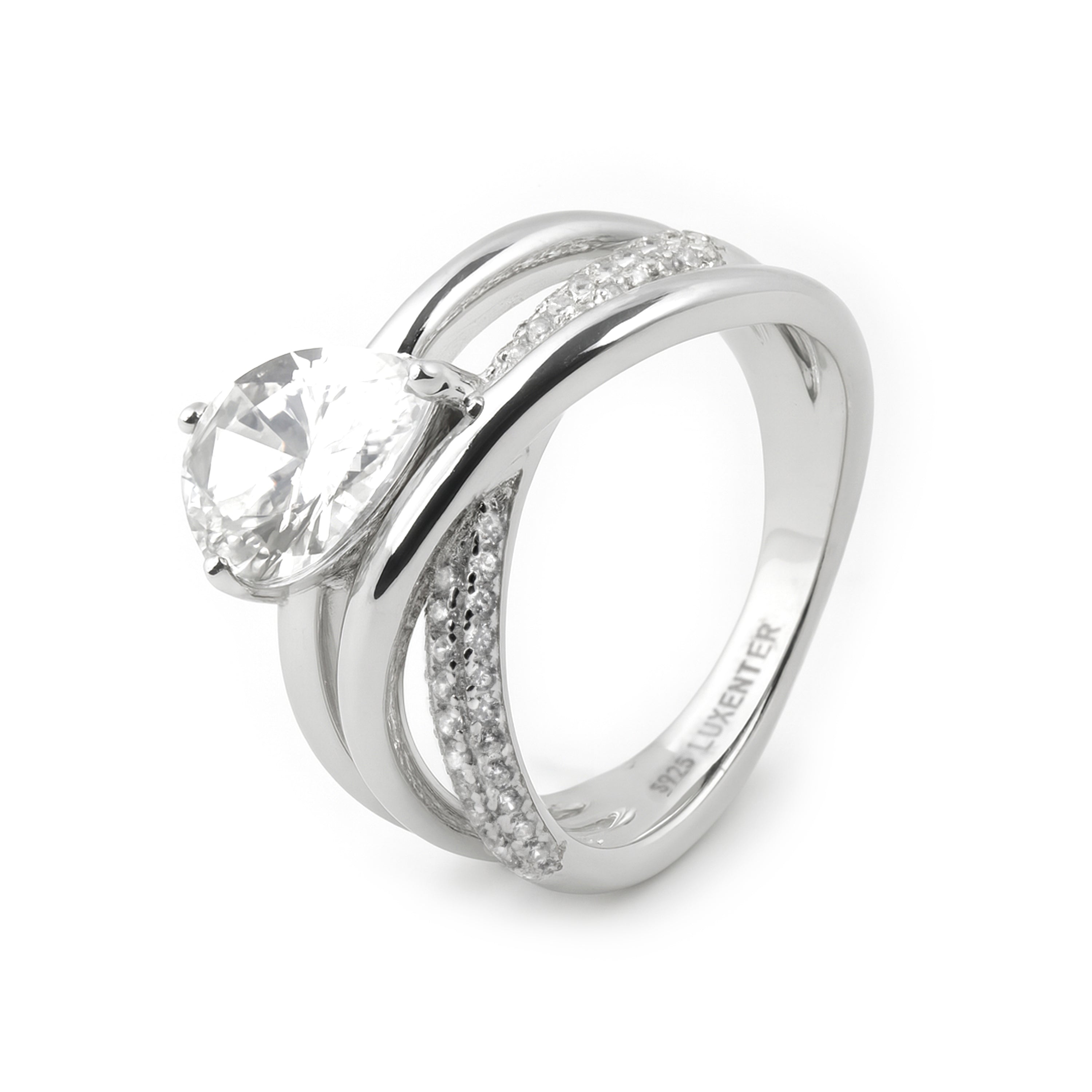 Anillo de Plata de Ley 925 y Circonita Brillante acabado en rodio - Takdu