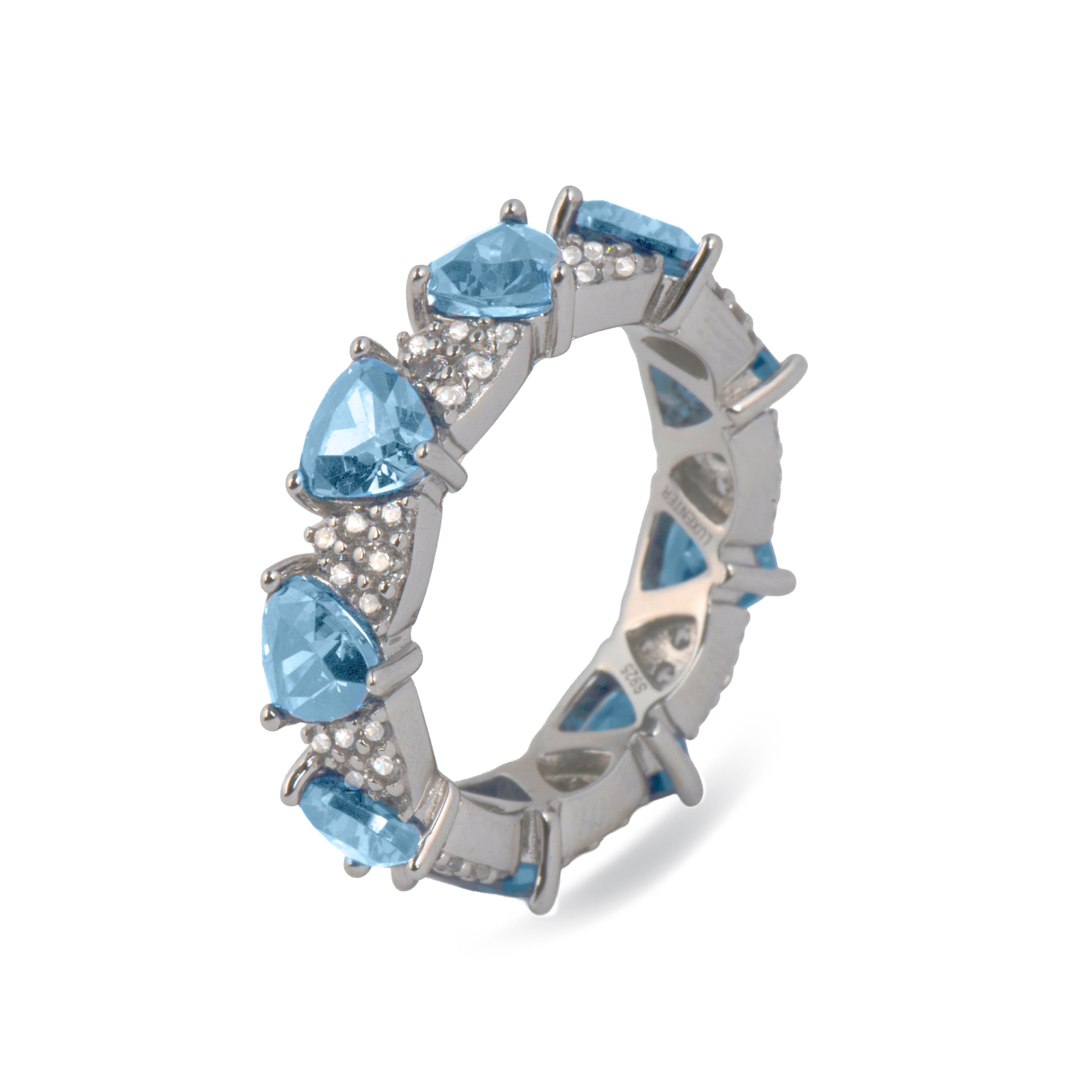 Anillo de Plata de Ley 925 y Circonita Zafiro acabado en rodio - Nimane