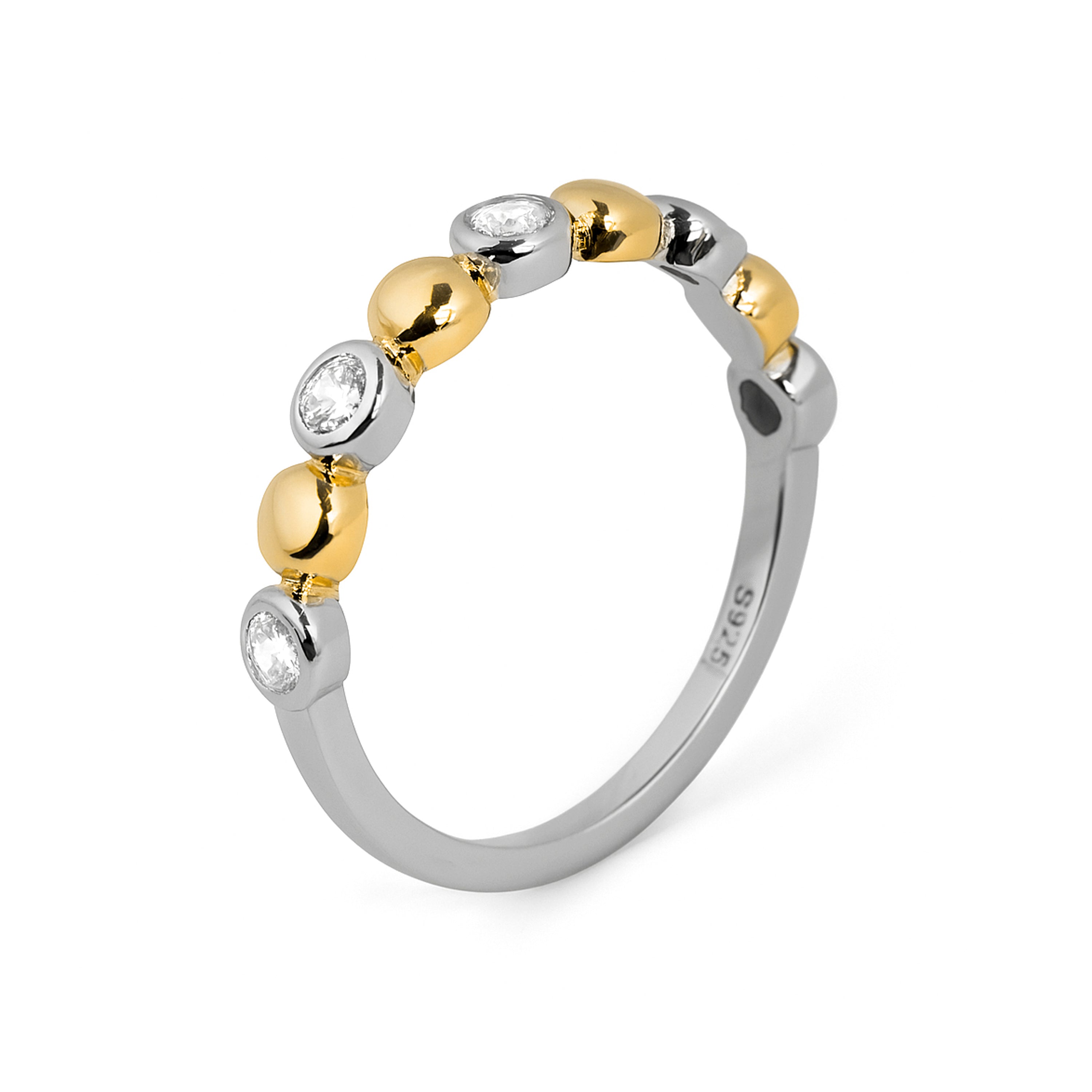 Anillo de Plata de Ley 925 y Circonita Brillante acabado en oro amarillo 18k - Awalt