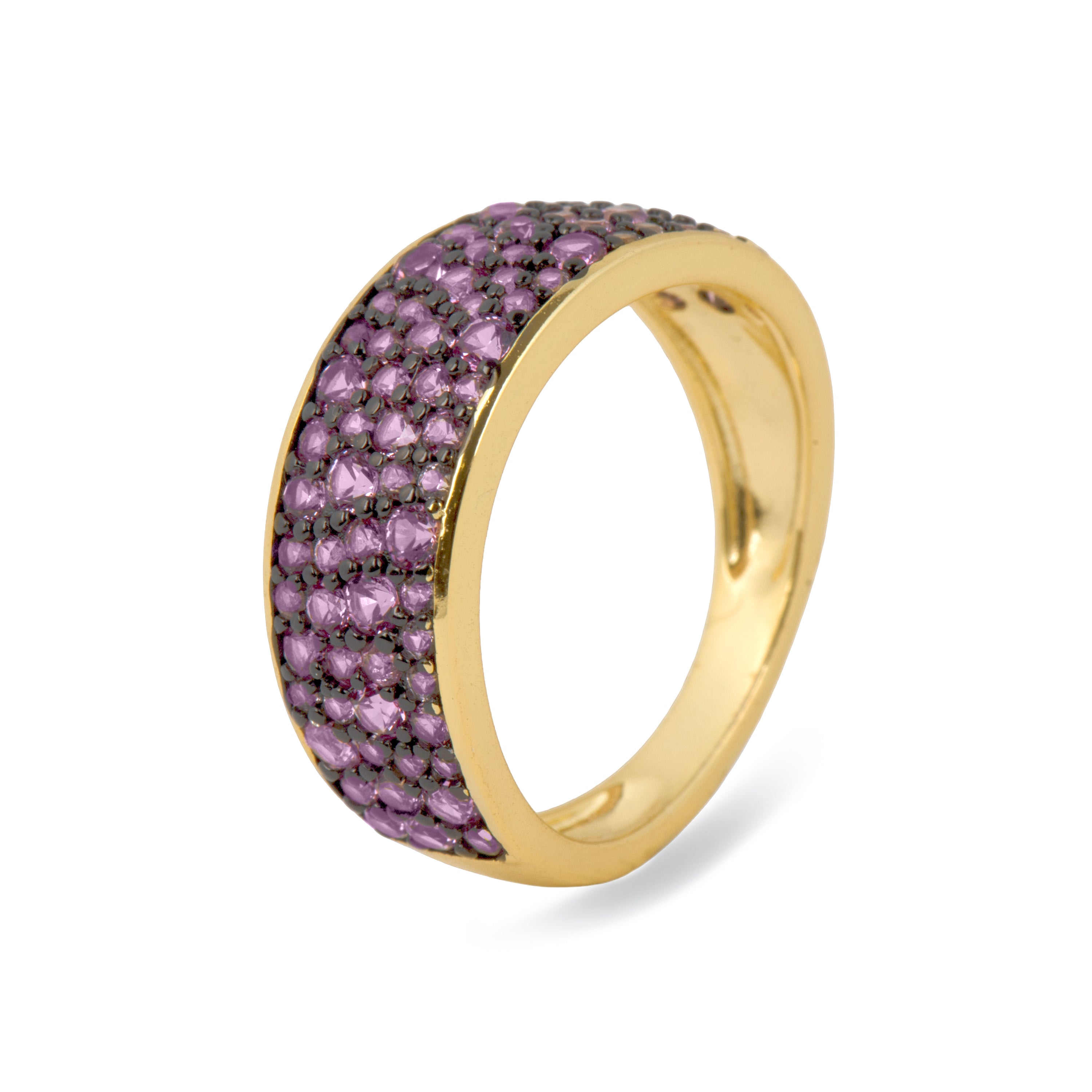 Anillo de Plata de Ley 925 y Circonita Rubí acabado en oro amarillo 18k - Rianhi