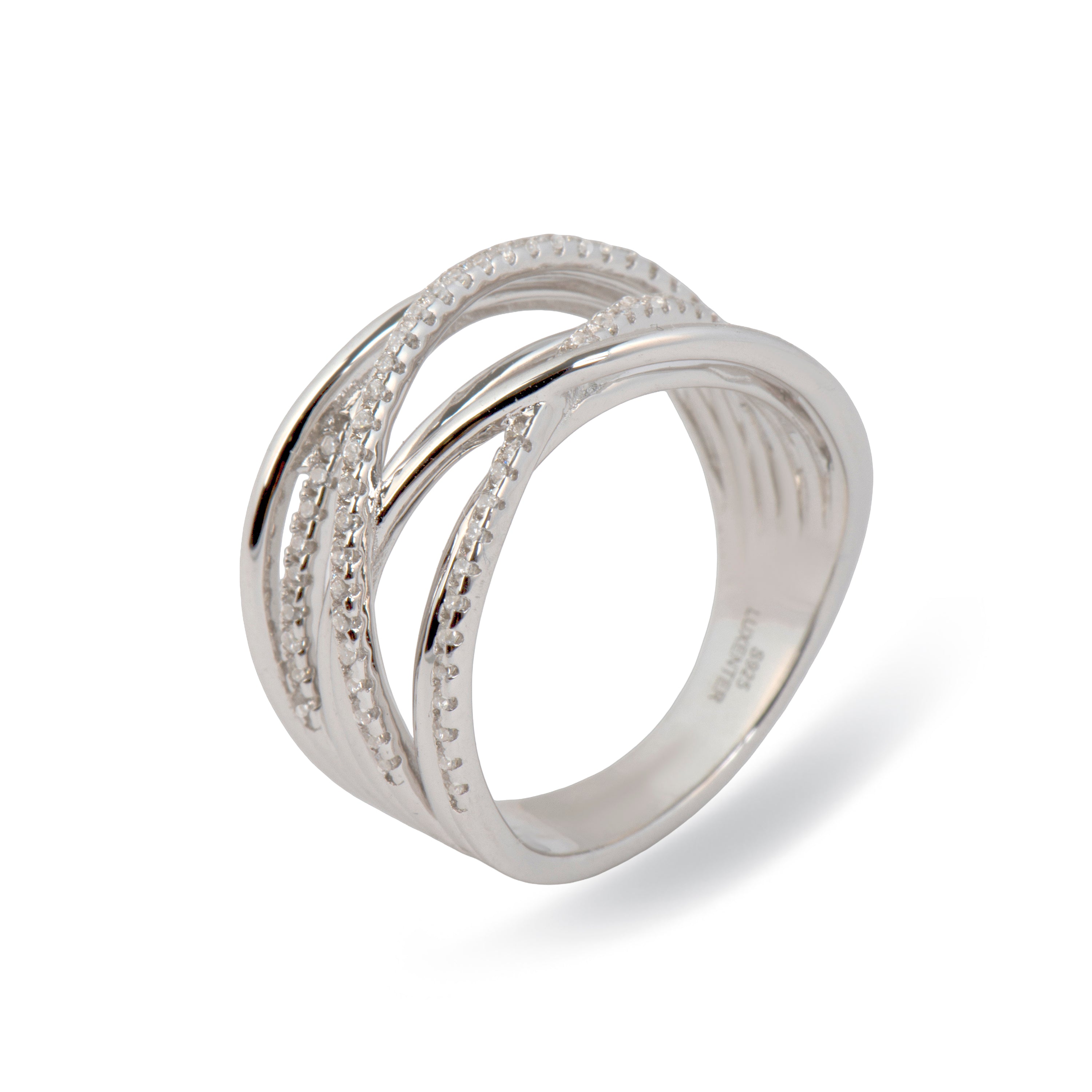 Anillo de Plata de Ley 925 y Circonita Brillante acabado en rodio - Thaimo