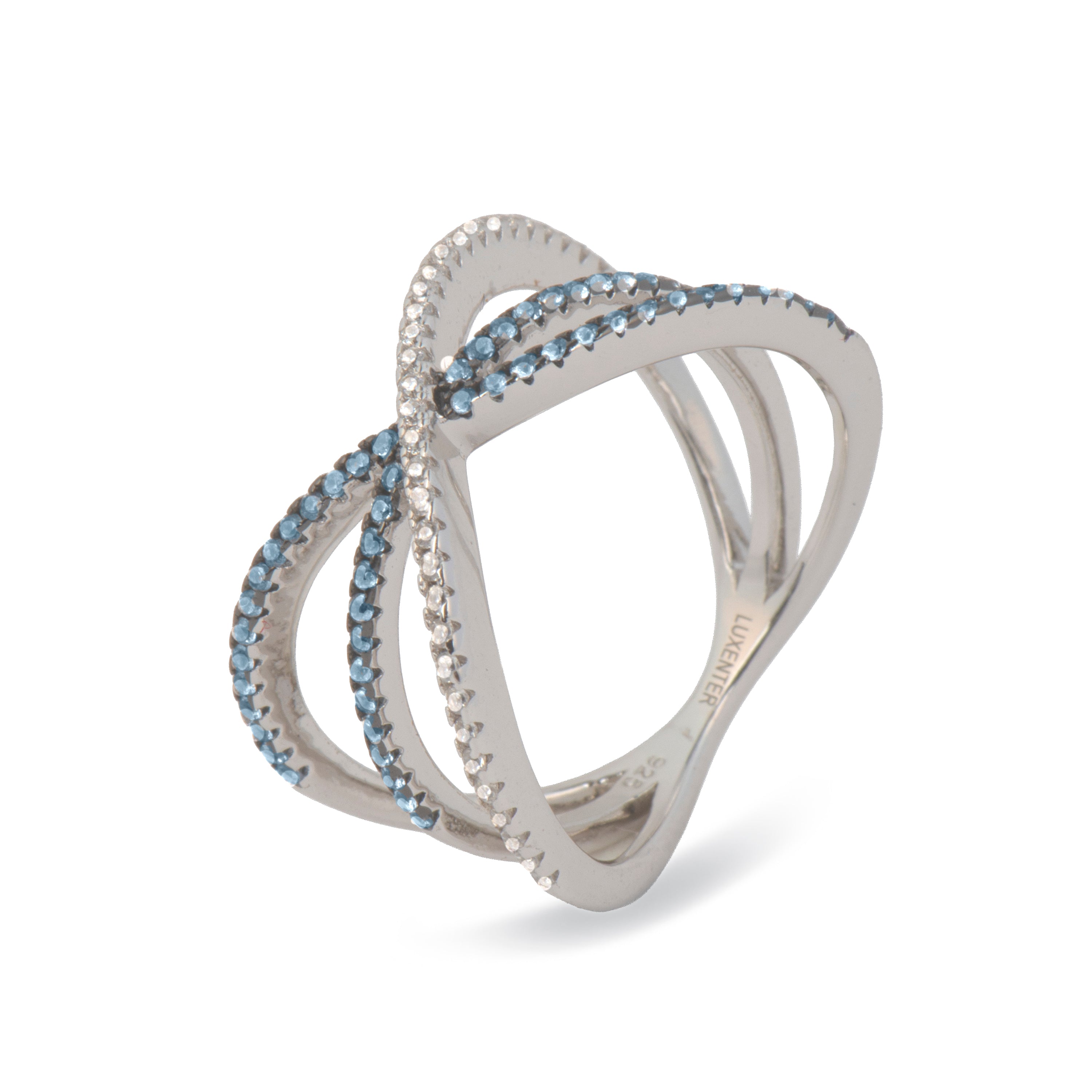 Anillo de Plata de Ley 925 y Circonita Topacio Azul acabado en oro amarillo 18k - Yahel