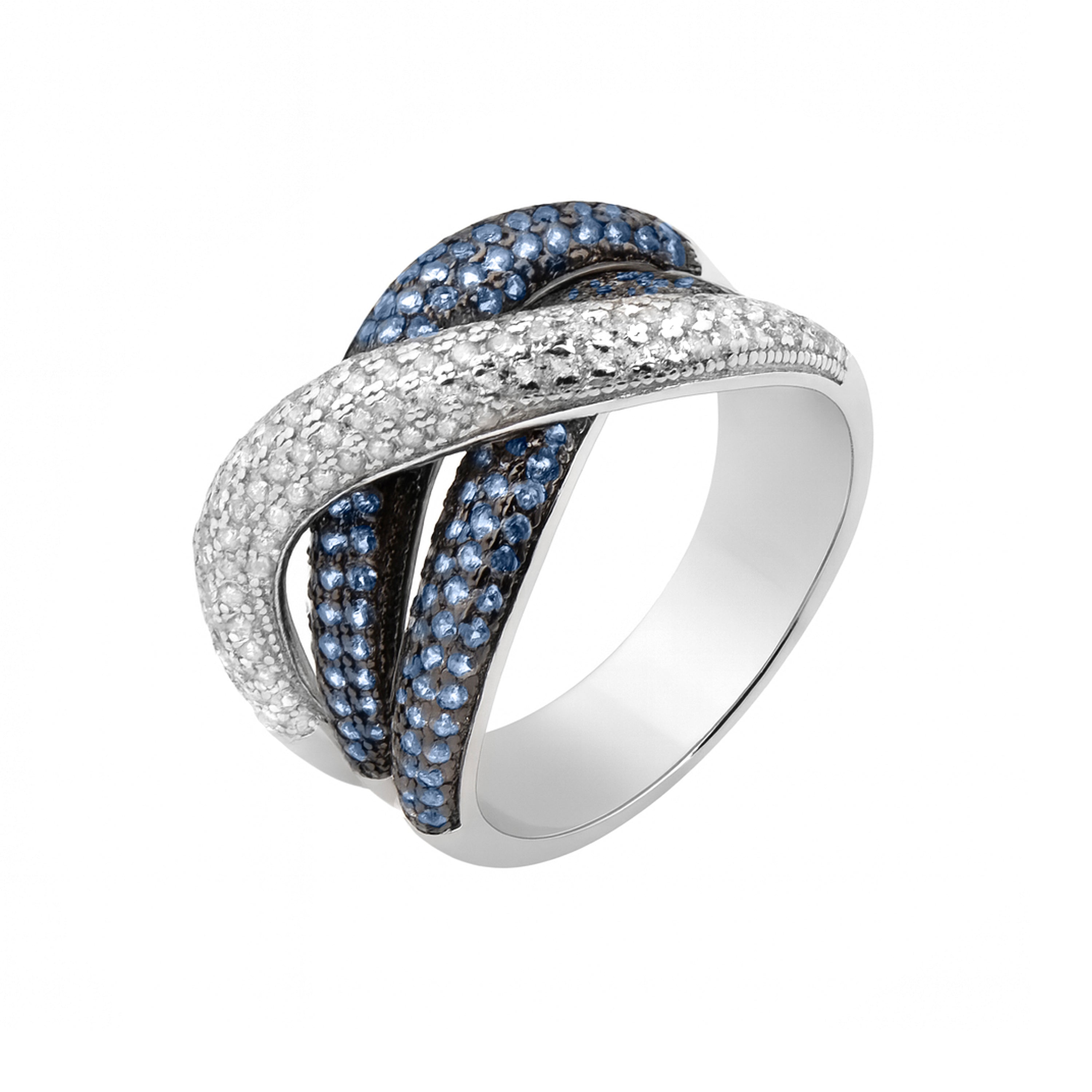 Anillo de Plata de Ley 925 y Circonita Topacio Azul acabado en rodio - Bothu