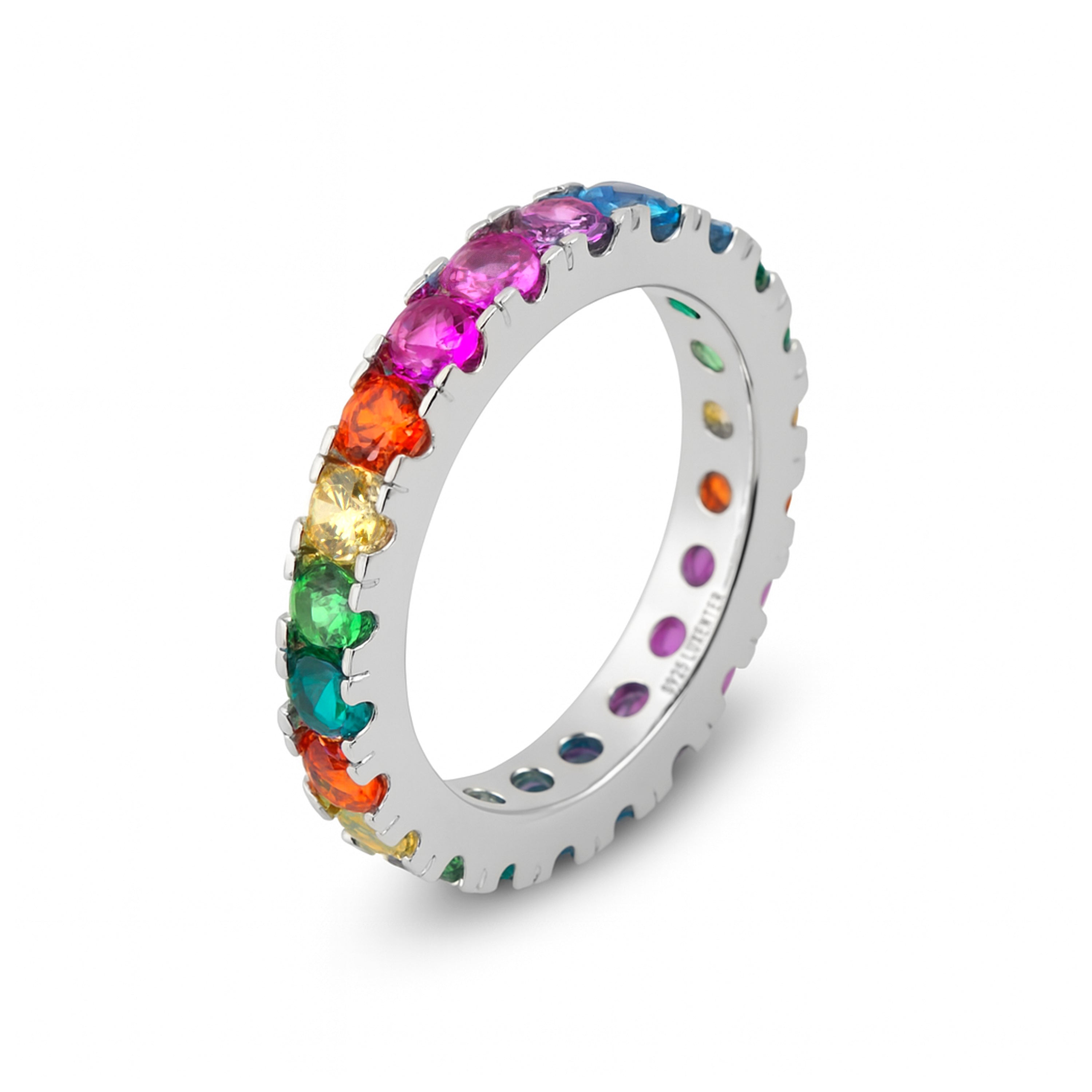 Anillo de Plata de Ley 925 y Circonita Multicolor acabado en oro amarillo 18k - Gonlet