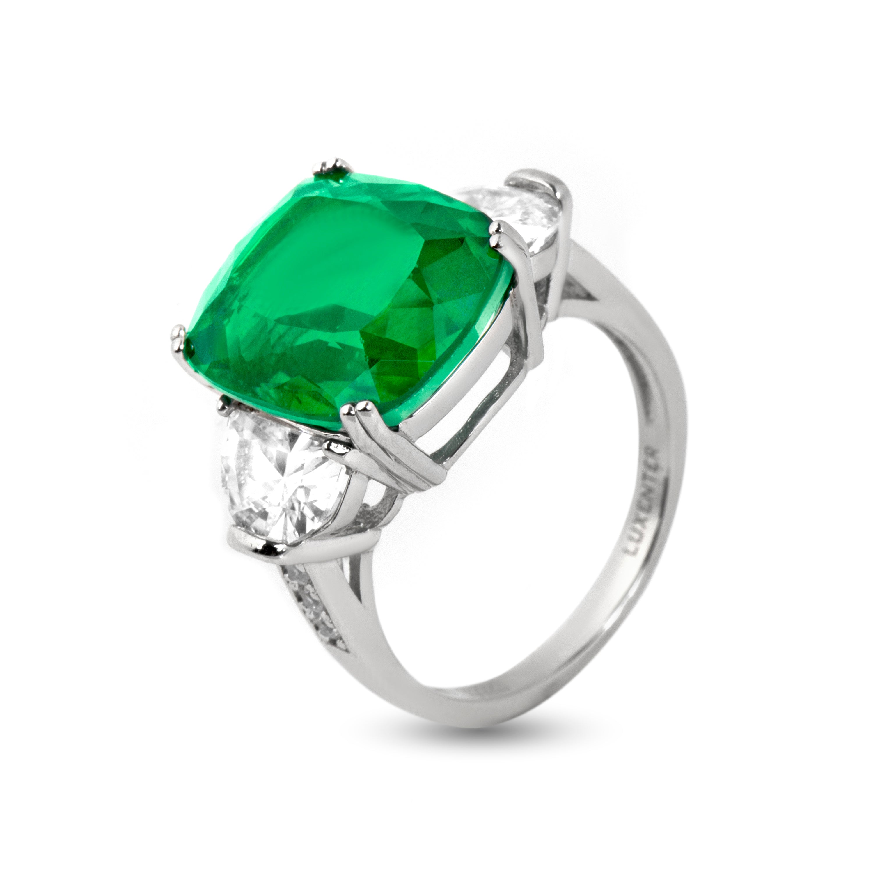 Anillo de Plata de Ley 925 y Cuarzo Hidrotermal Verde Paraiba acabado en rodio - Larax