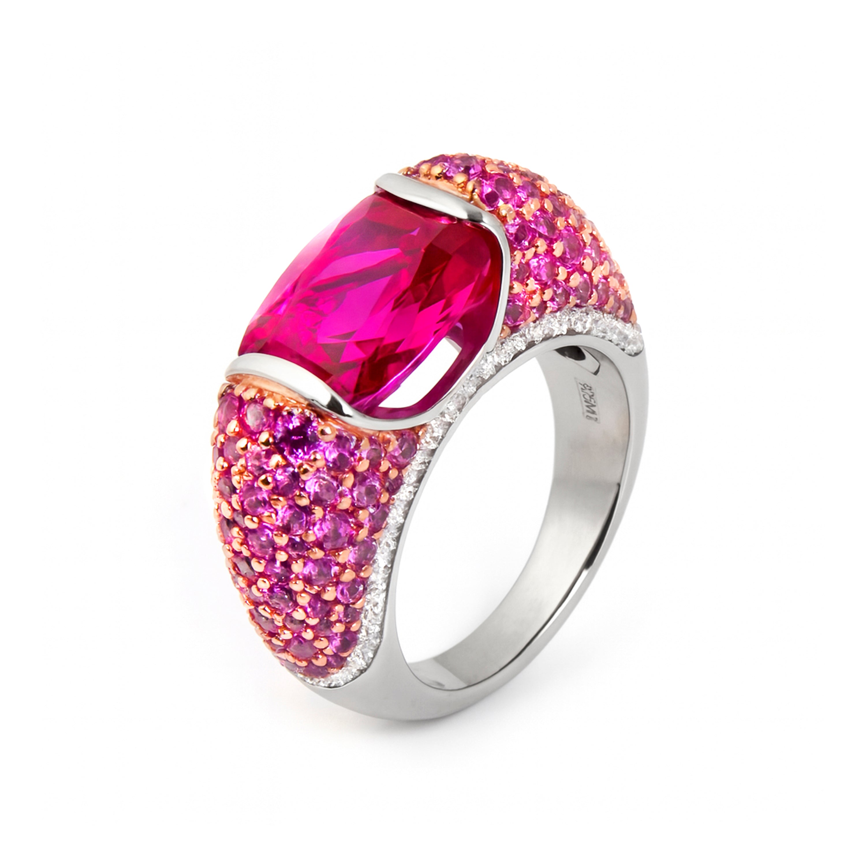 Anillo de Plata de Ley 925 y Circonita Rosa acabado en rodio - Irasa