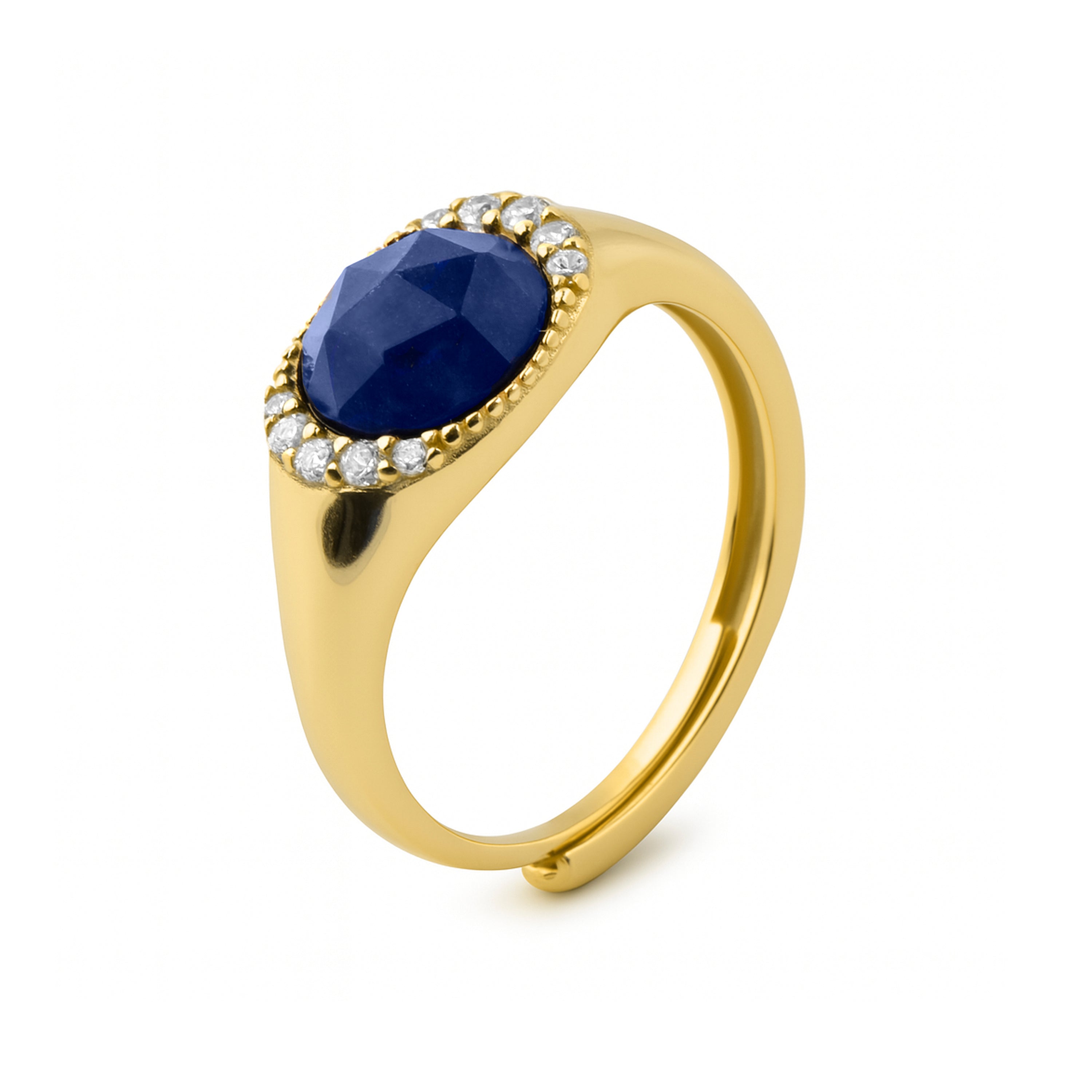 Anillo de Plata de Ley 925 y Lapislazuli Natural acabado en oro amarillo 18k - Lokes