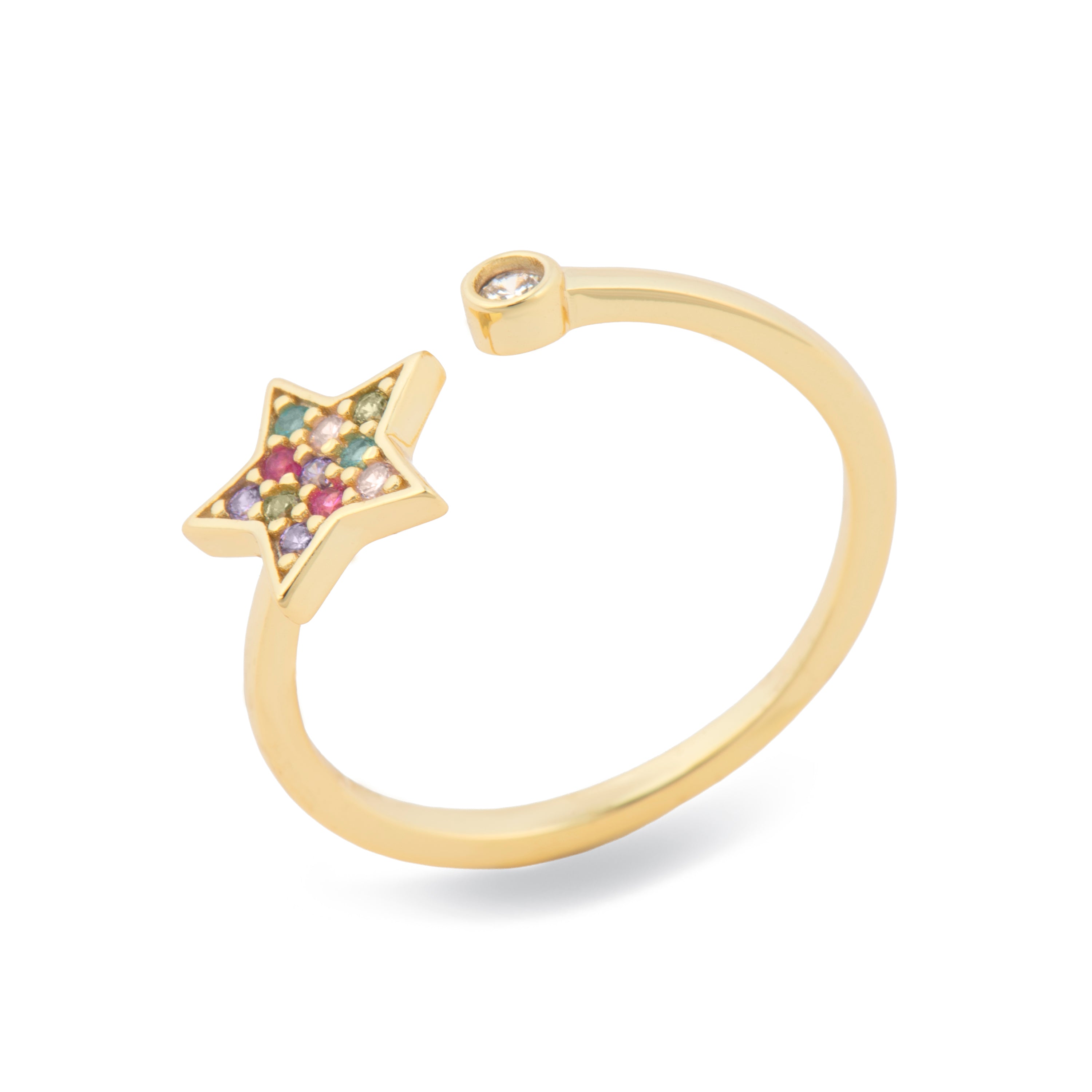 Anillo de Plata de Ley 925 y Circonita Multicolor acabado en oro amarillo 18k - Lalo