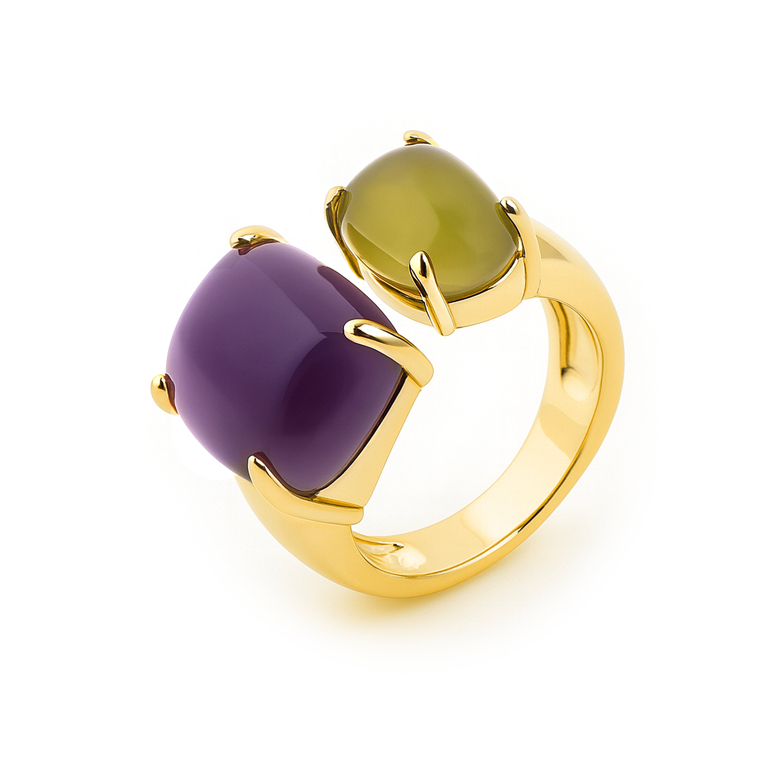 Anillo de Plata de Ley 925 y Circonita Multicolor acabado en oro amarillo 18k - Daggle