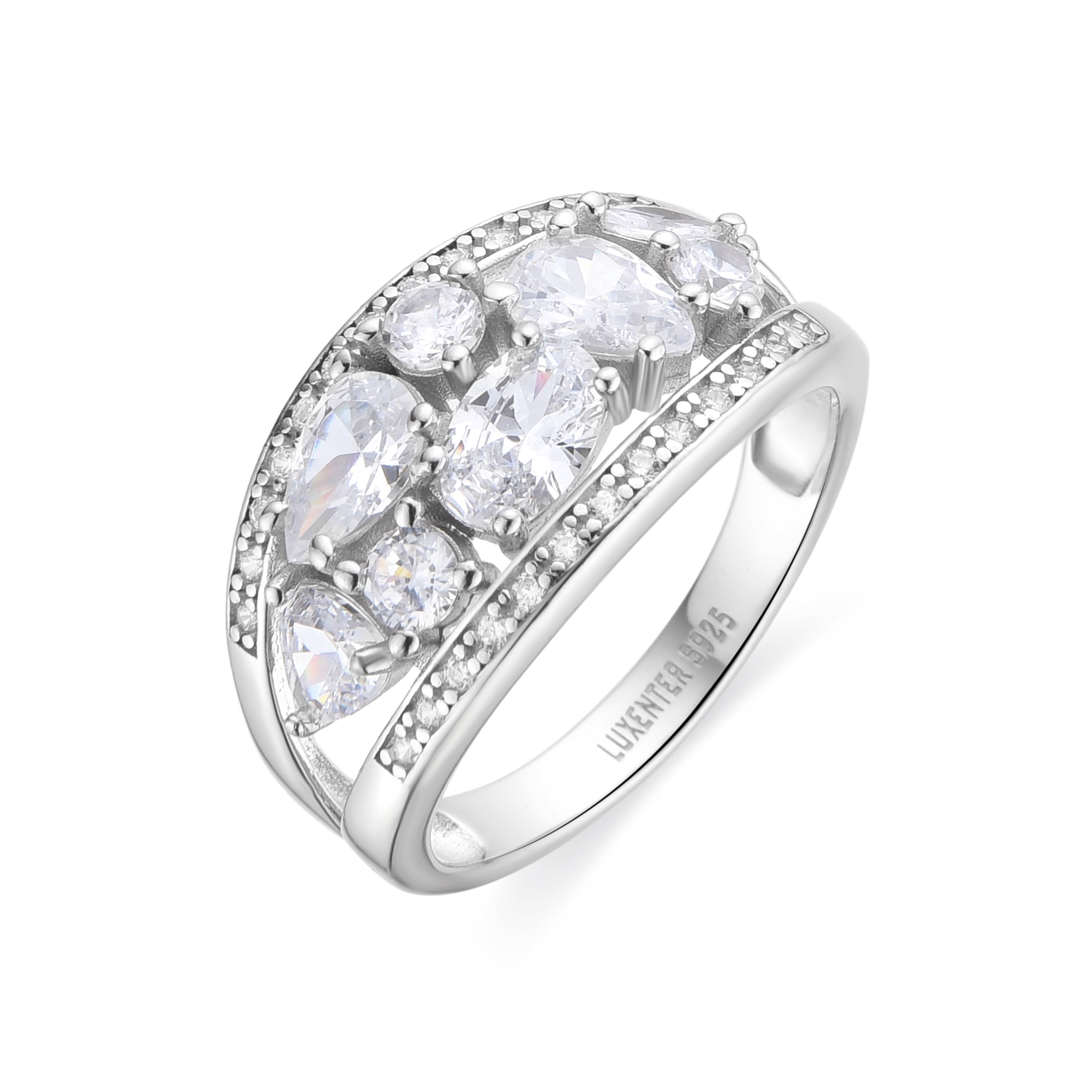 Anillo de Plata de Ley 925 y Circonita Brillante acabado en rodio - Takri