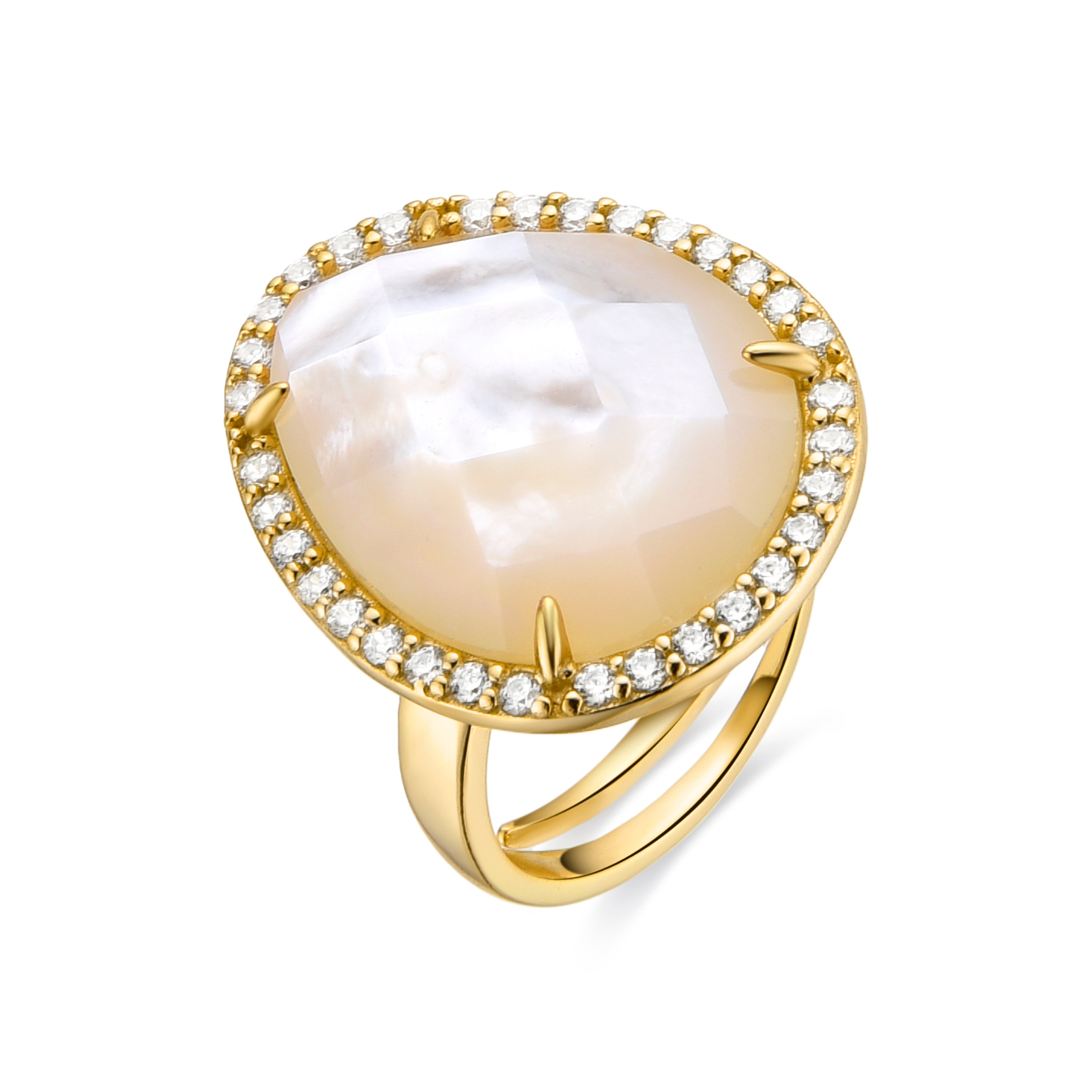 Anillo de Plata de Ley 925 y Circonita Brillante acabado en oro amarillo de 18k - Griel