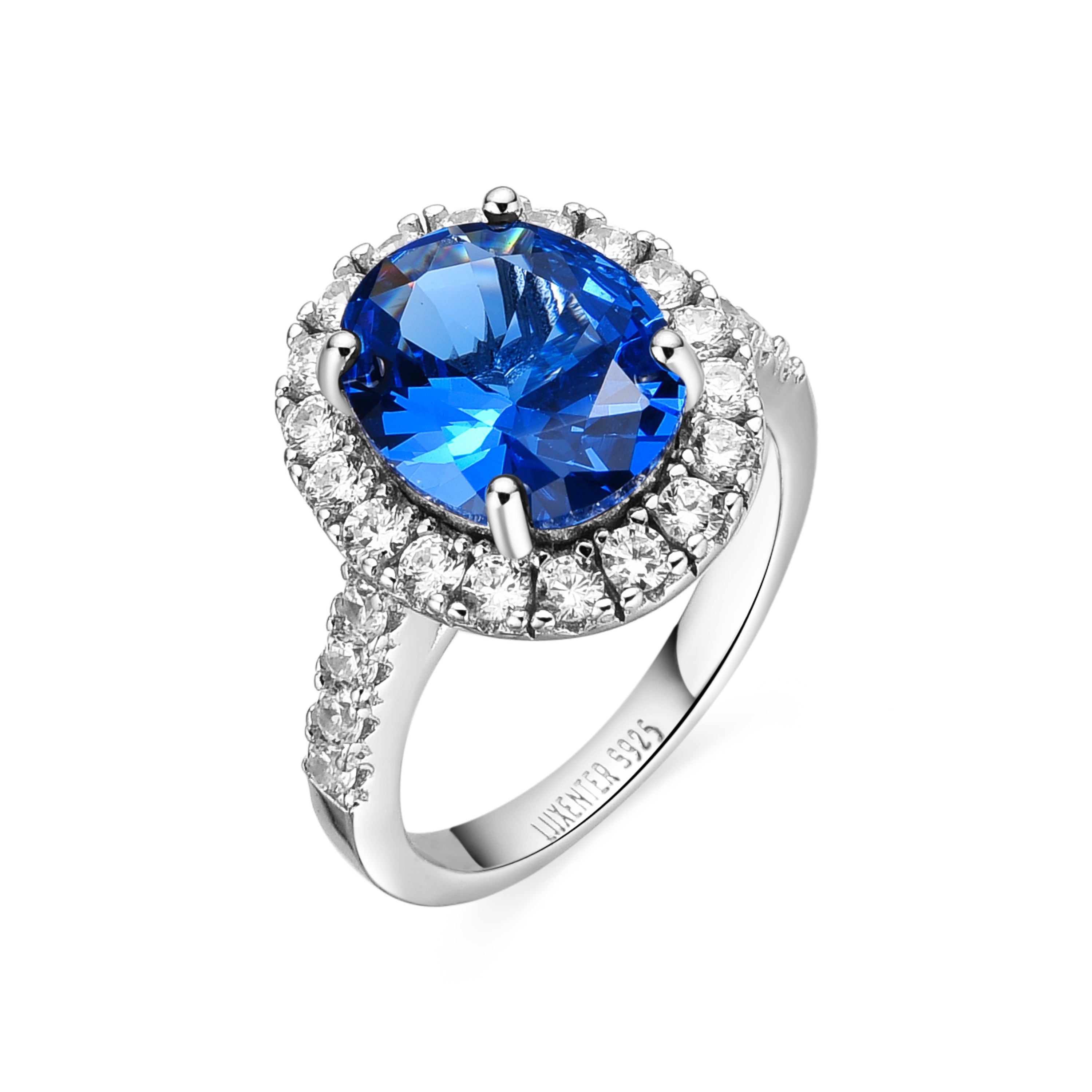 Anillo de Plata de Ley 925 y Circonita Zafiro acabado en rodio - Lyla