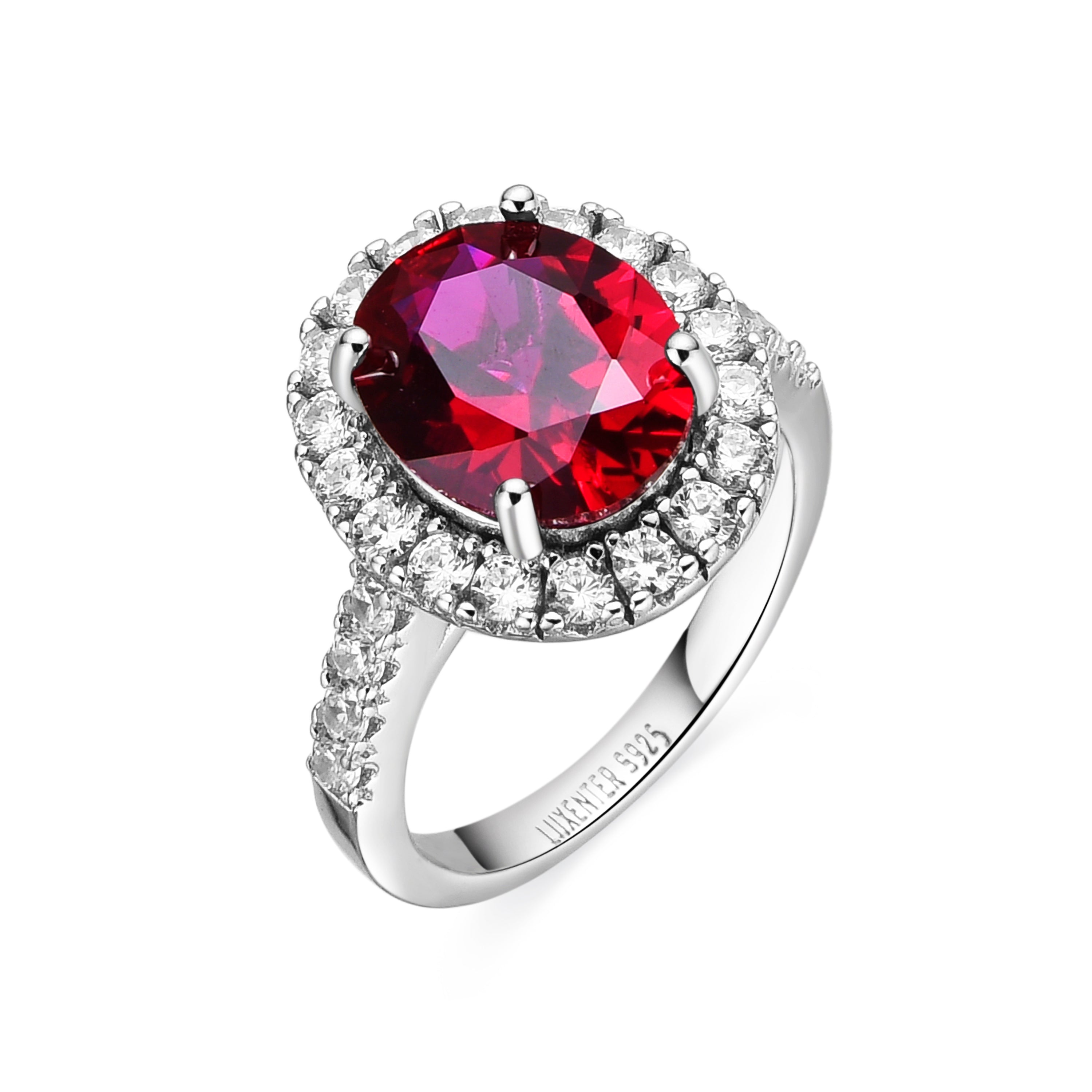 Anillo de Plata de Ley 925 y Circonita Rubí acabado en rodio - Lyla