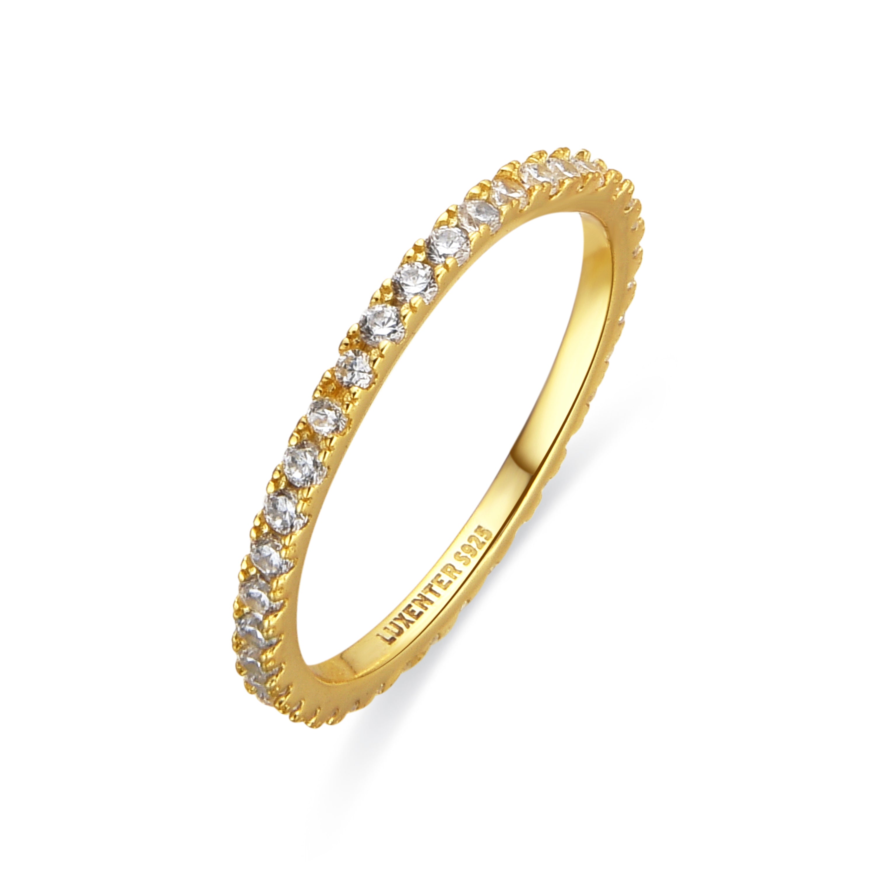 Anillo de Plata de Ley 925 y Circonita Brillante acabado oro amarillo de 18k - Mili