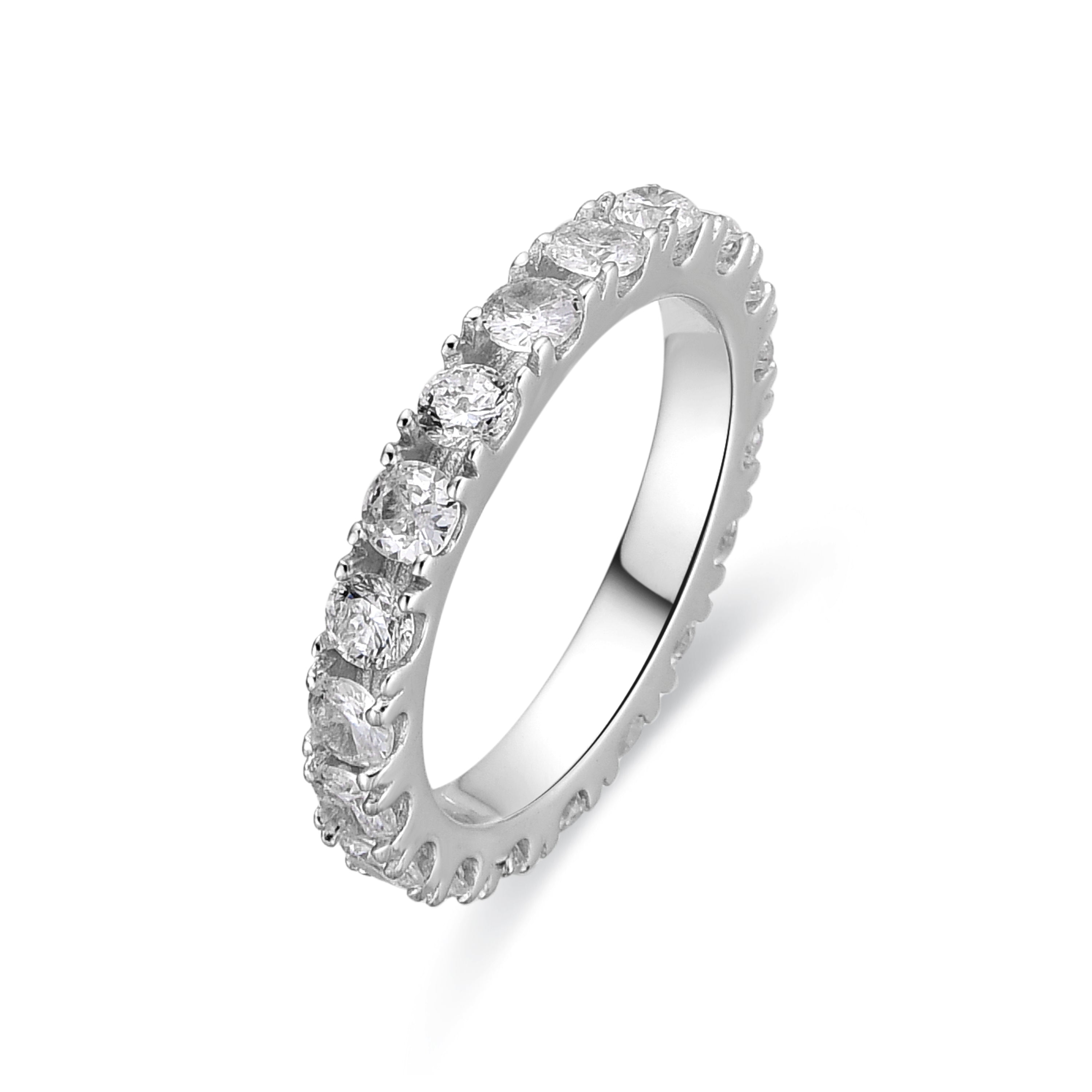 Anillo de Plata de Ley 925 y Circonita Brillante acabado rodio - Chauga