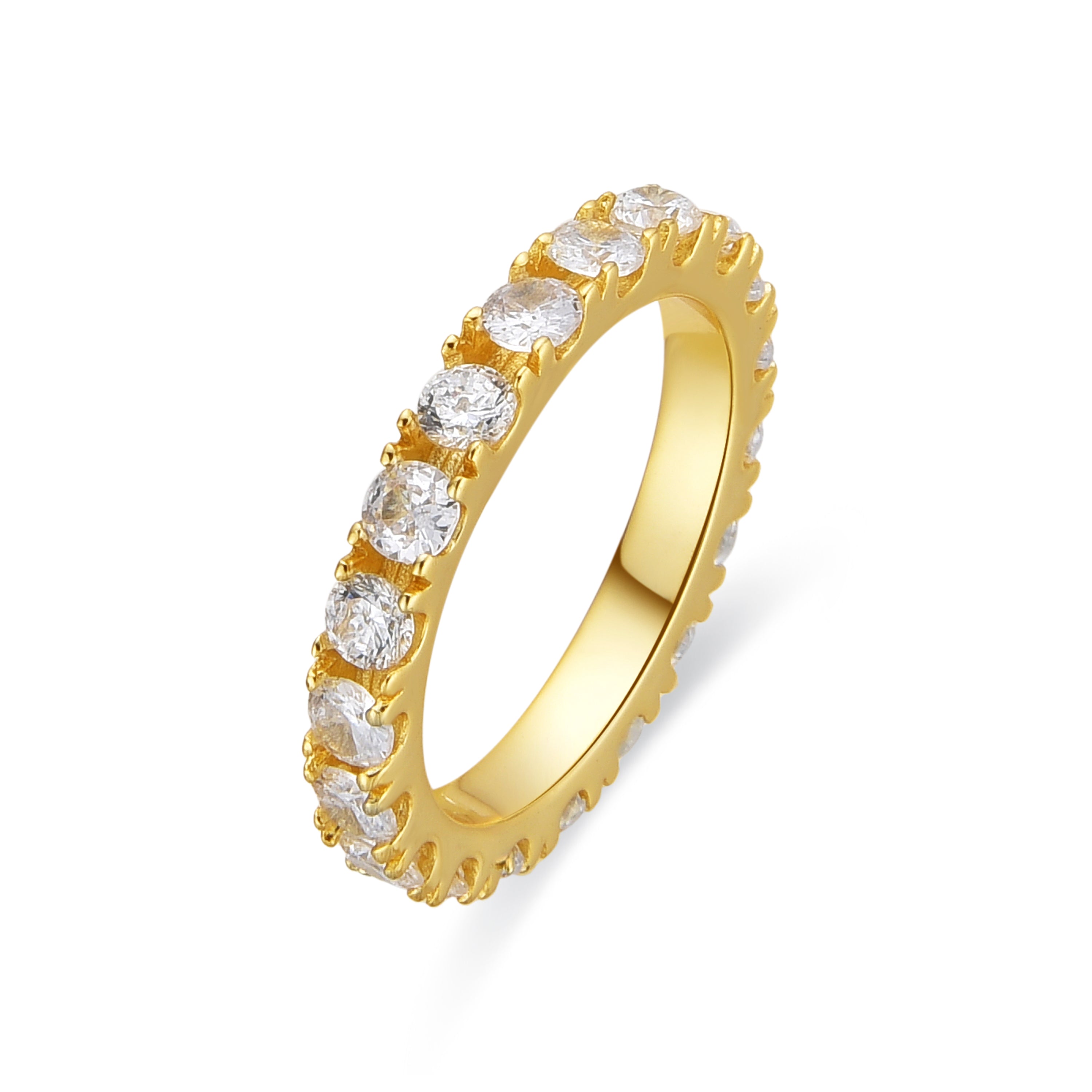 Anillo de Plata de Ley 925 y Circonita Brillante acabado oro amarillo de 18k - Chauga