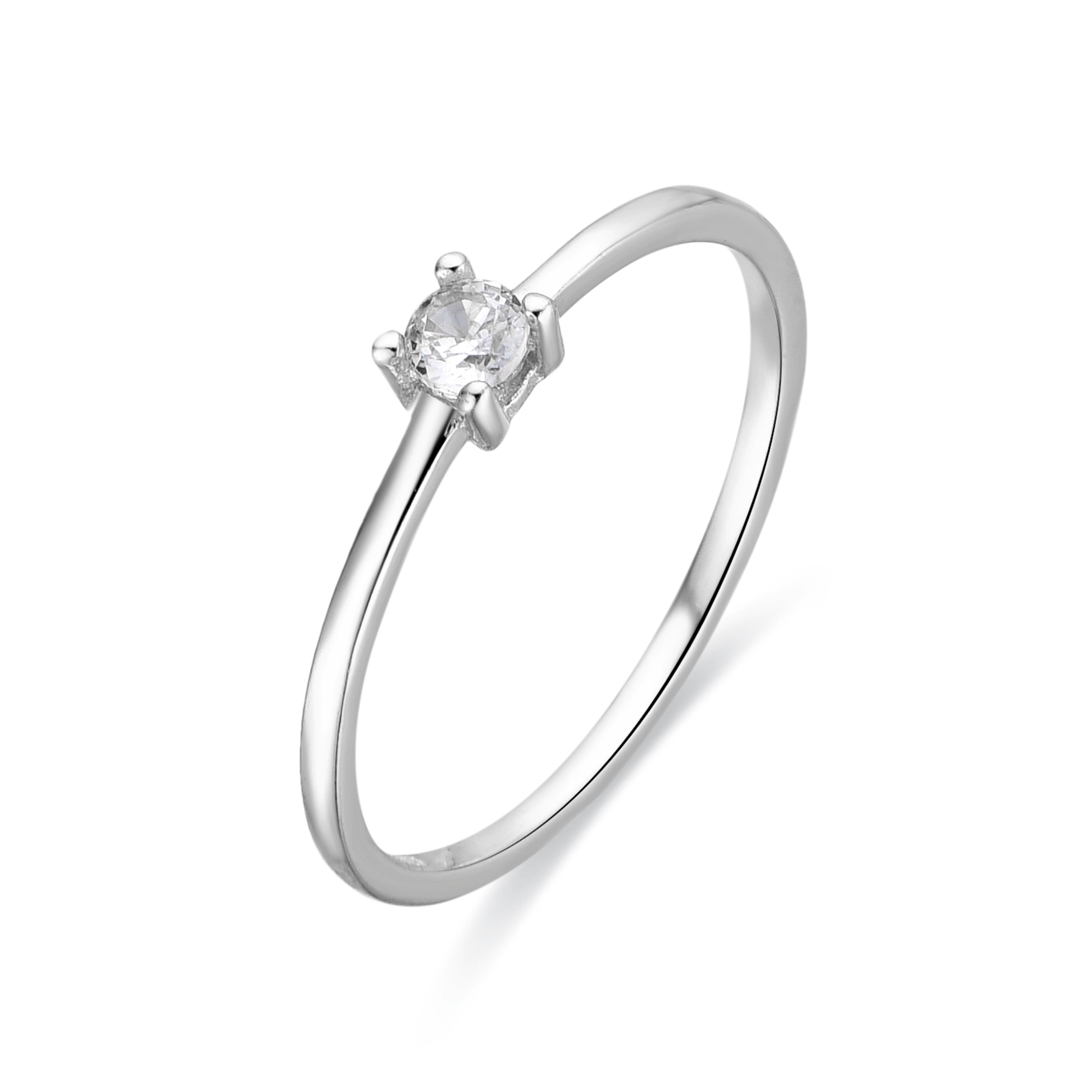 Anillo de Plata de Ley 925 y Circonita Brillante acabado rodio - Dazici