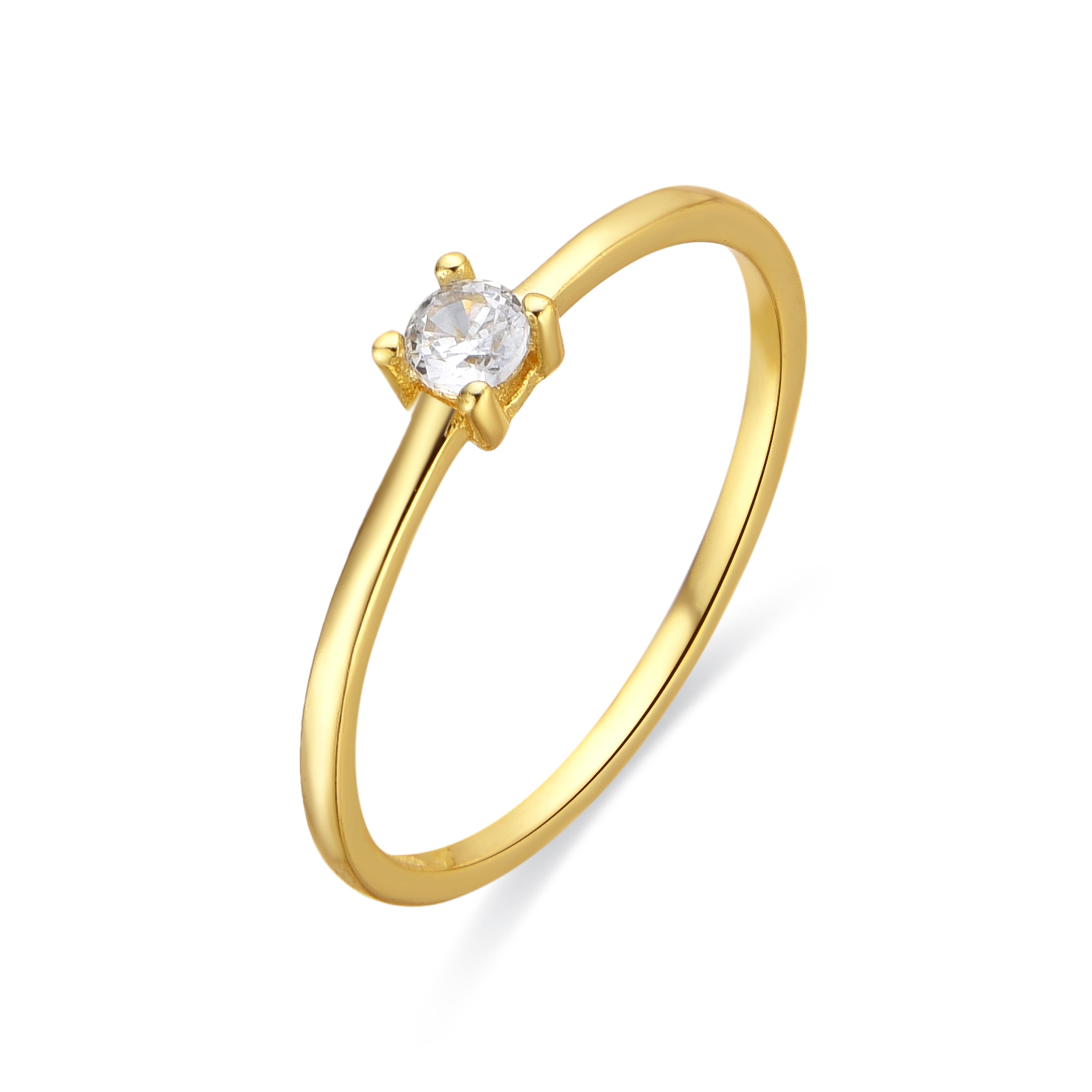 Anillo de Plata de Ley 925 y Circonita Brillante acabado oro amarillo de 18k - Dazici