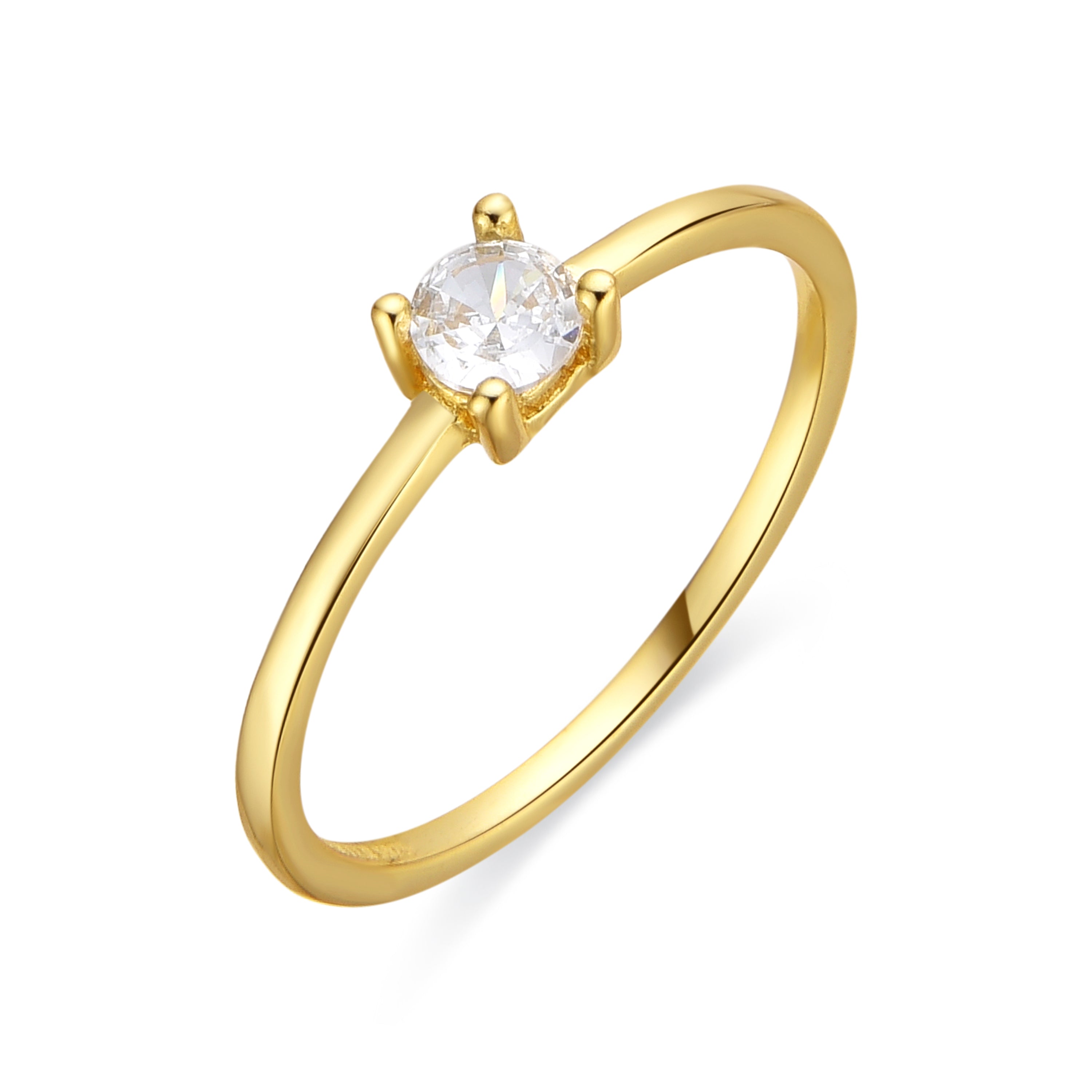 Anillo de Plata de Ley 925 y Circonita Brillante acabado oro amarillo de 18k - Shim