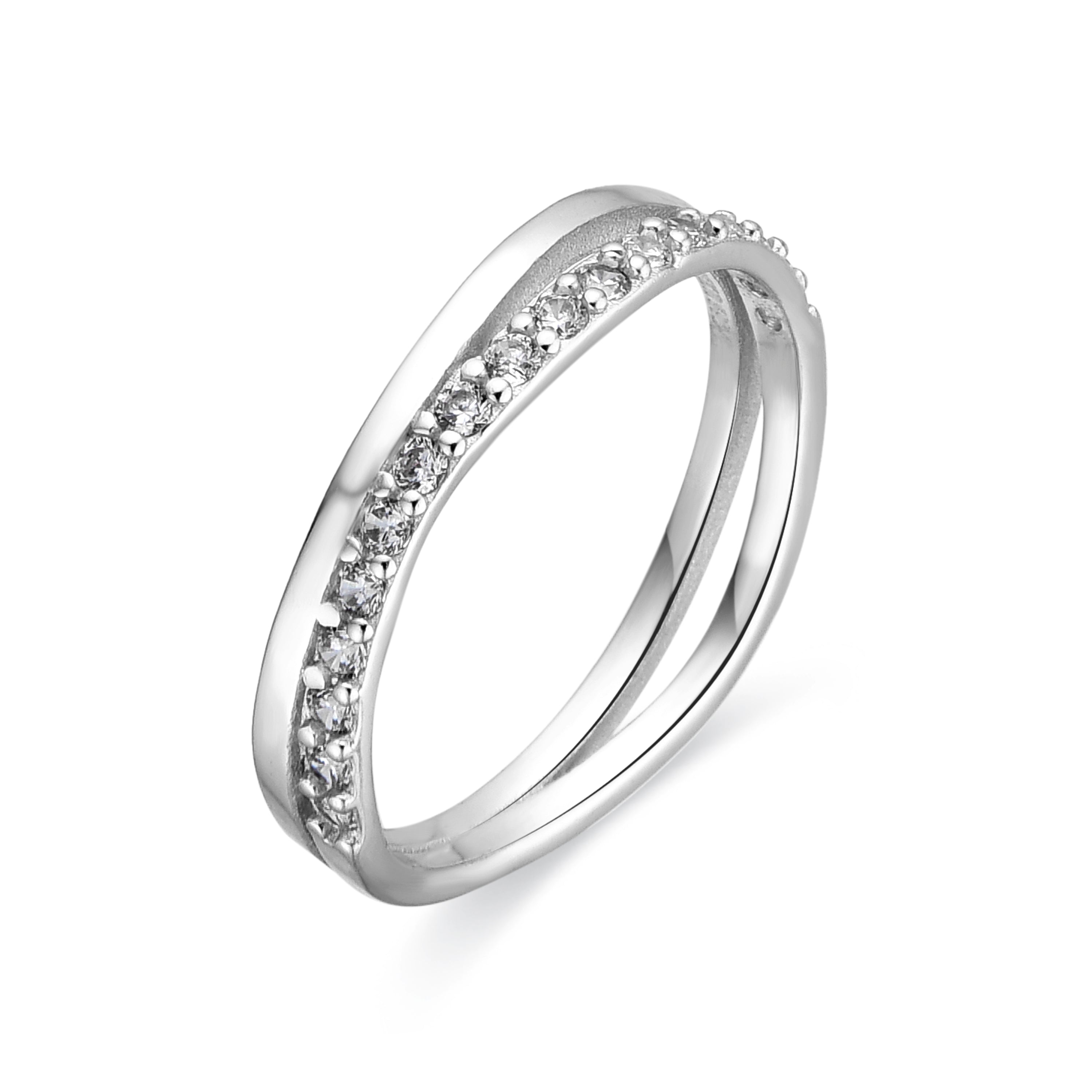 Anillo de Plata de Ley 925 y Circonita Brillante acabado rodio - Naswa