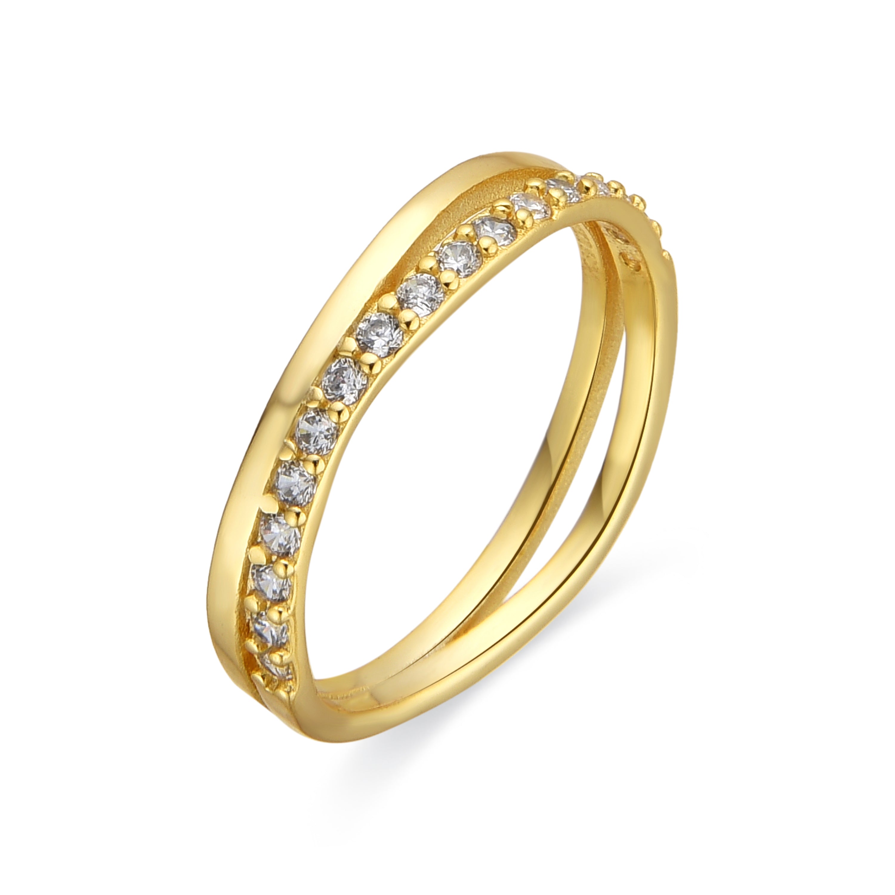 Anillo de Plata de Ley 925 y Circonita Brillante acabado oro amarillo de 18k - Naswa