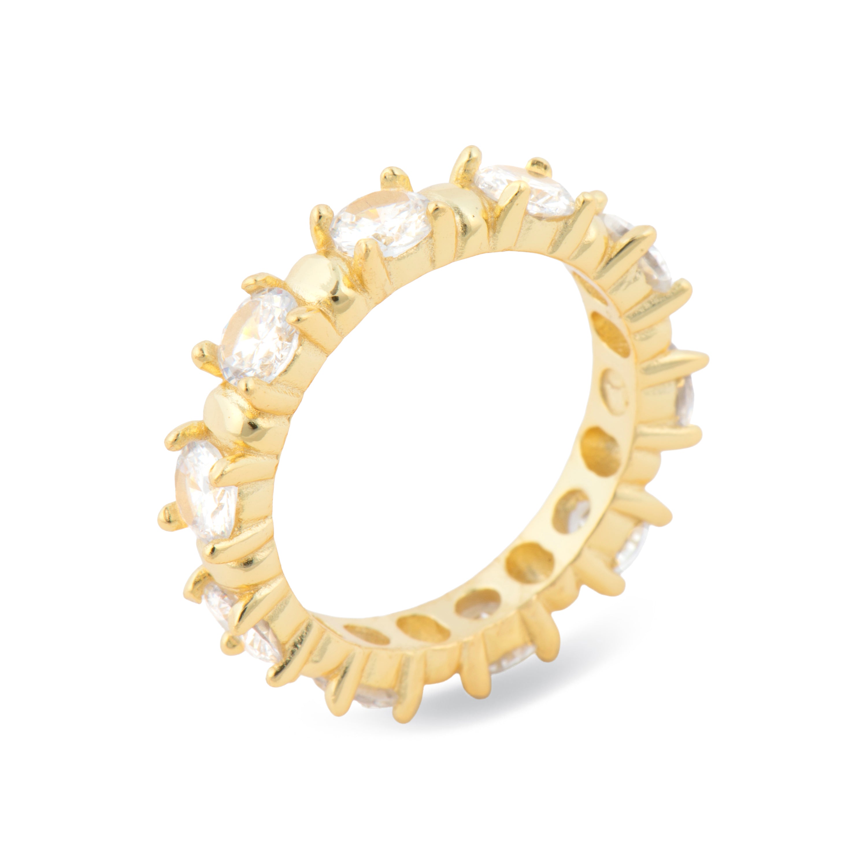 Anillo de Plata de Ley 925 y Circonita Brillante acabado en oro amarillo 18k - Genci